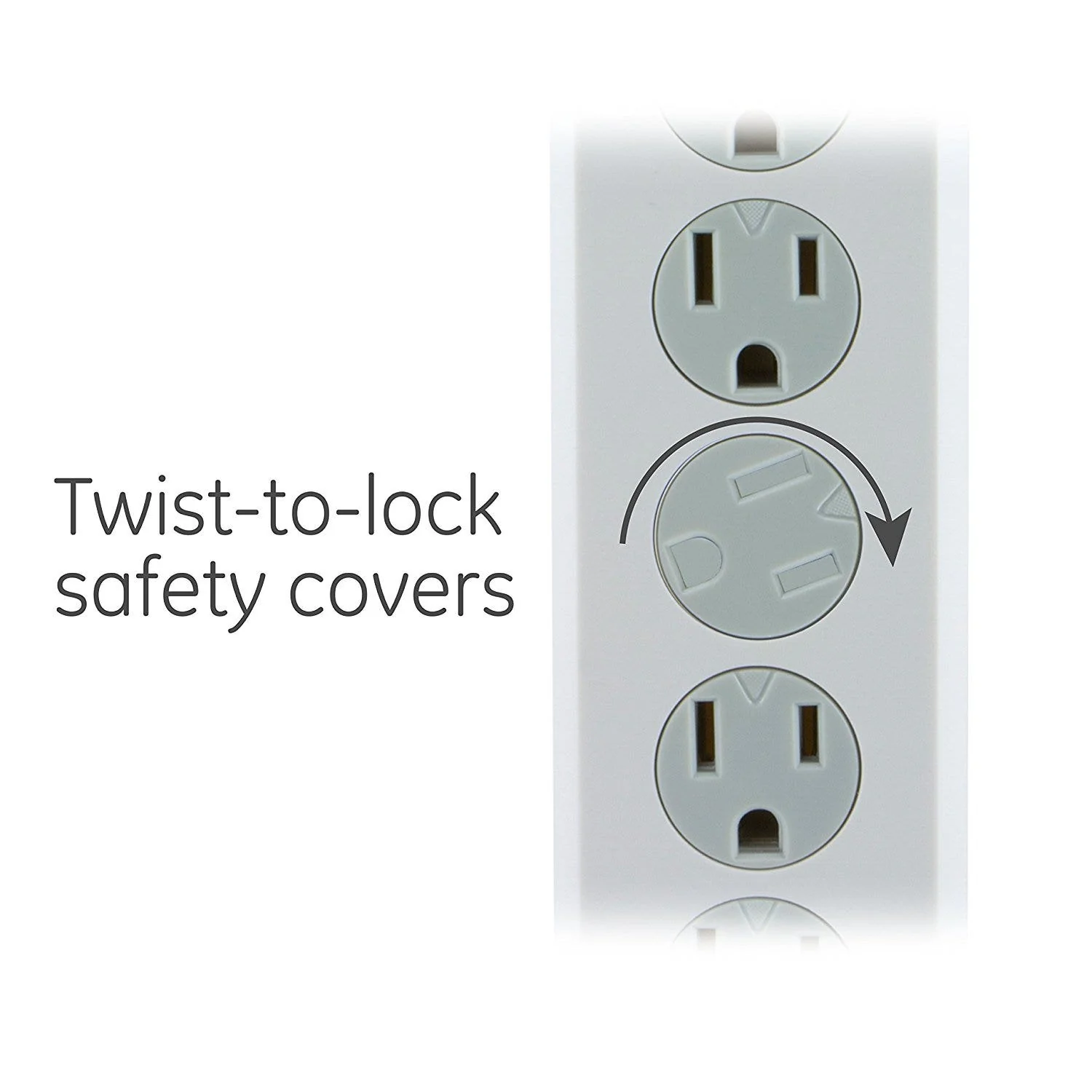 GE 6-Outlet 10ft. Surge Protector With Twist-To-Close Safety Covers, White - Image 6