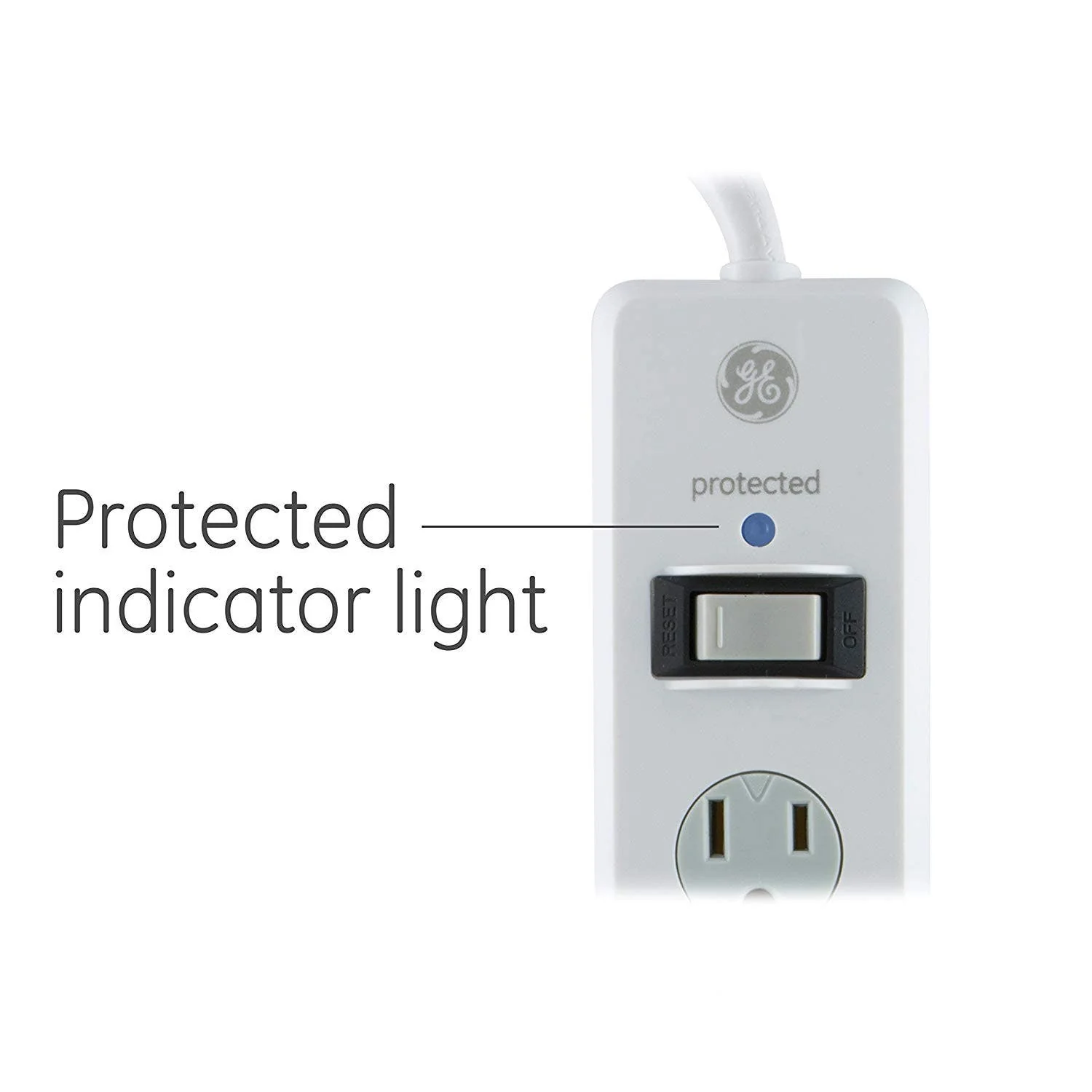 GE 6-Outlet 10ft. Surge Protector With Twist-To-Close Safety Covers, White - Image 7
