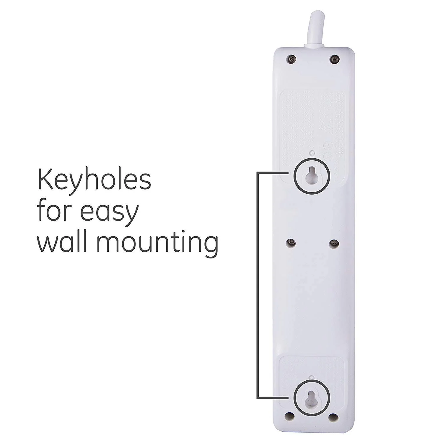 GE 6-Outlet 10ft. Surge Protector With Twist-To-Close Safety Covers, White - Image 8