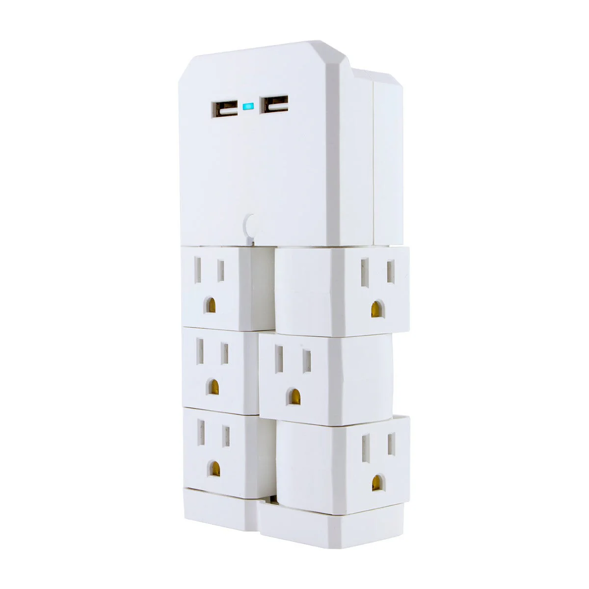 GE 6-Outlet 2-USB Wall Tap with Surge Protection and Swivel Outlets, White - Image 2