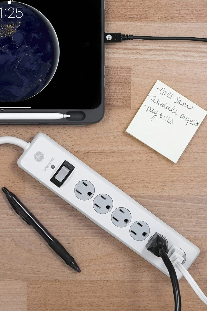 GE 6-Outlet 25ft. Surge Protector with Twist-to-Close Safety Outlet Covers, White - Image 4