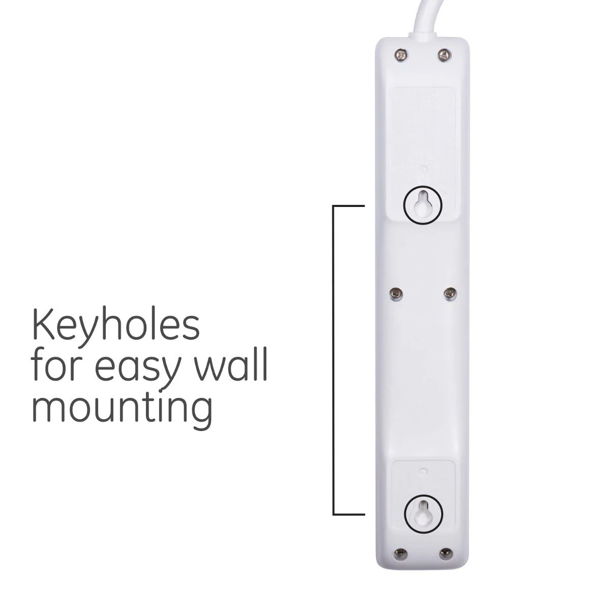 GE 6-Outlet 2ft. Power Strip, 2 Pack, White - Image 4
