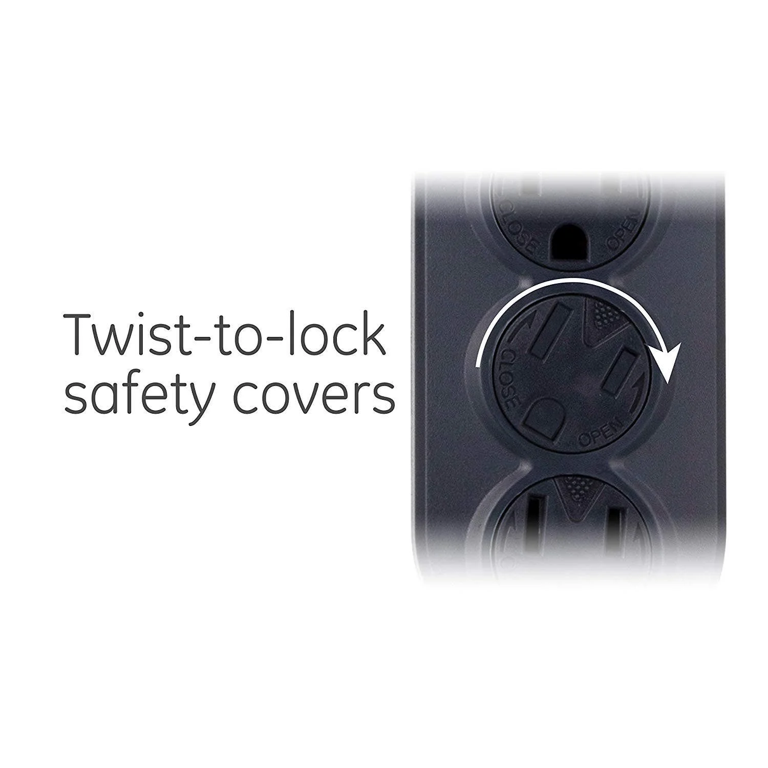GE 6-Outlet 3ft. Power Strip with Twist-to-Close Safety Covers, Black - Image 5