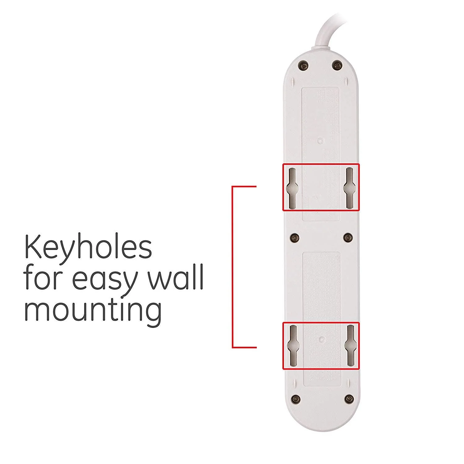 GE 6-Outlet 3ft. Power Strip with Twist-to-Close Safety Covers, White - Image 5