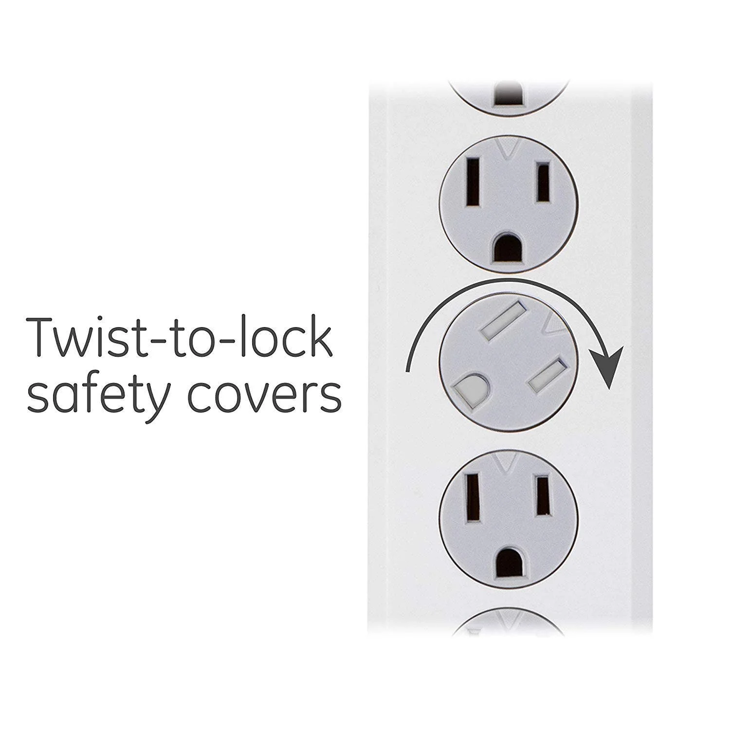 GE 6-Outlet 3ft. Surge Protector with Twist-to-Close Safety Covers, White - Image 5
