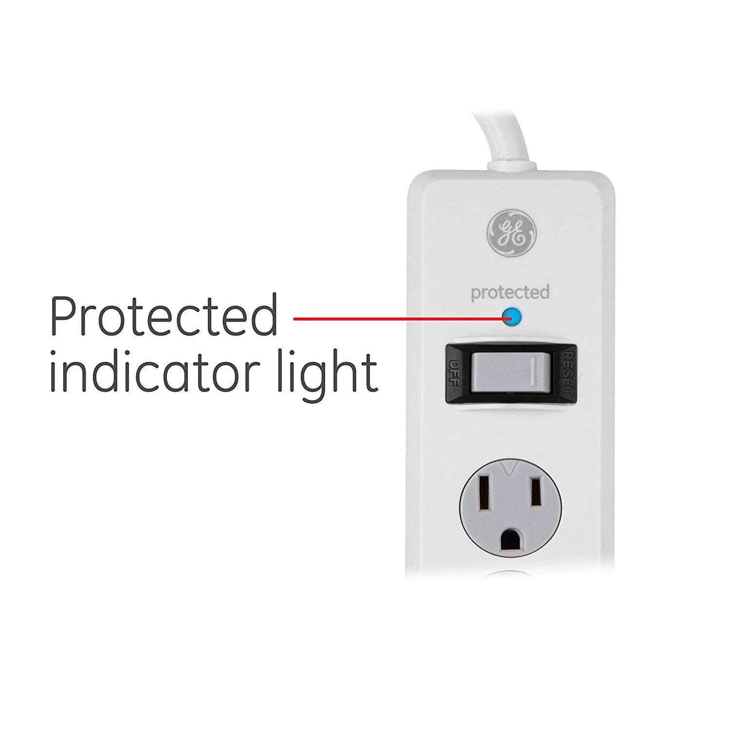 GE 6-Outlet 3ft. Surge Protector with Twist-to-Close Safety Covers, White - Image 6