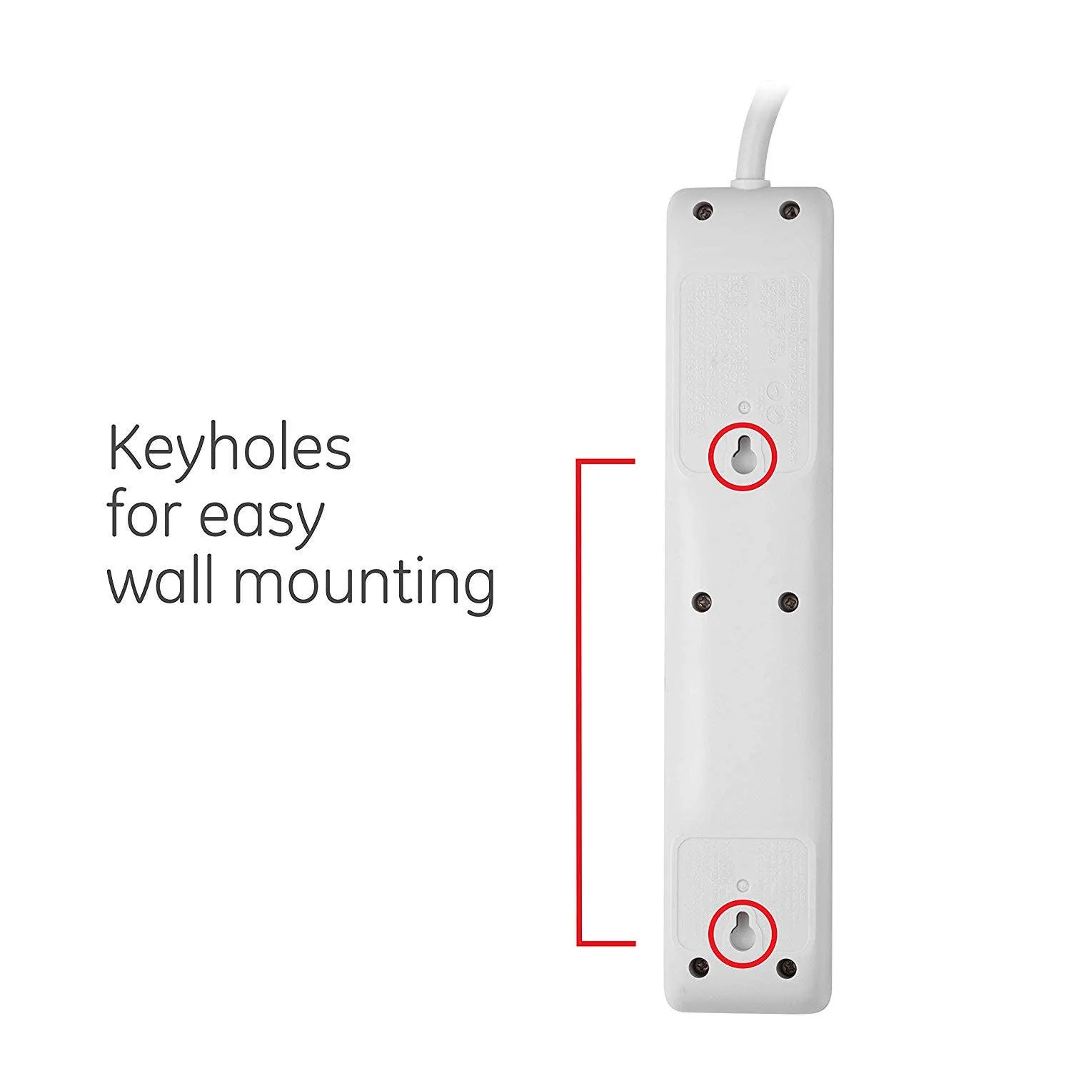 GE 6-Outlet 3ft. Surge Protector with Twist-to-Close Safety Covers, White - Image 7
