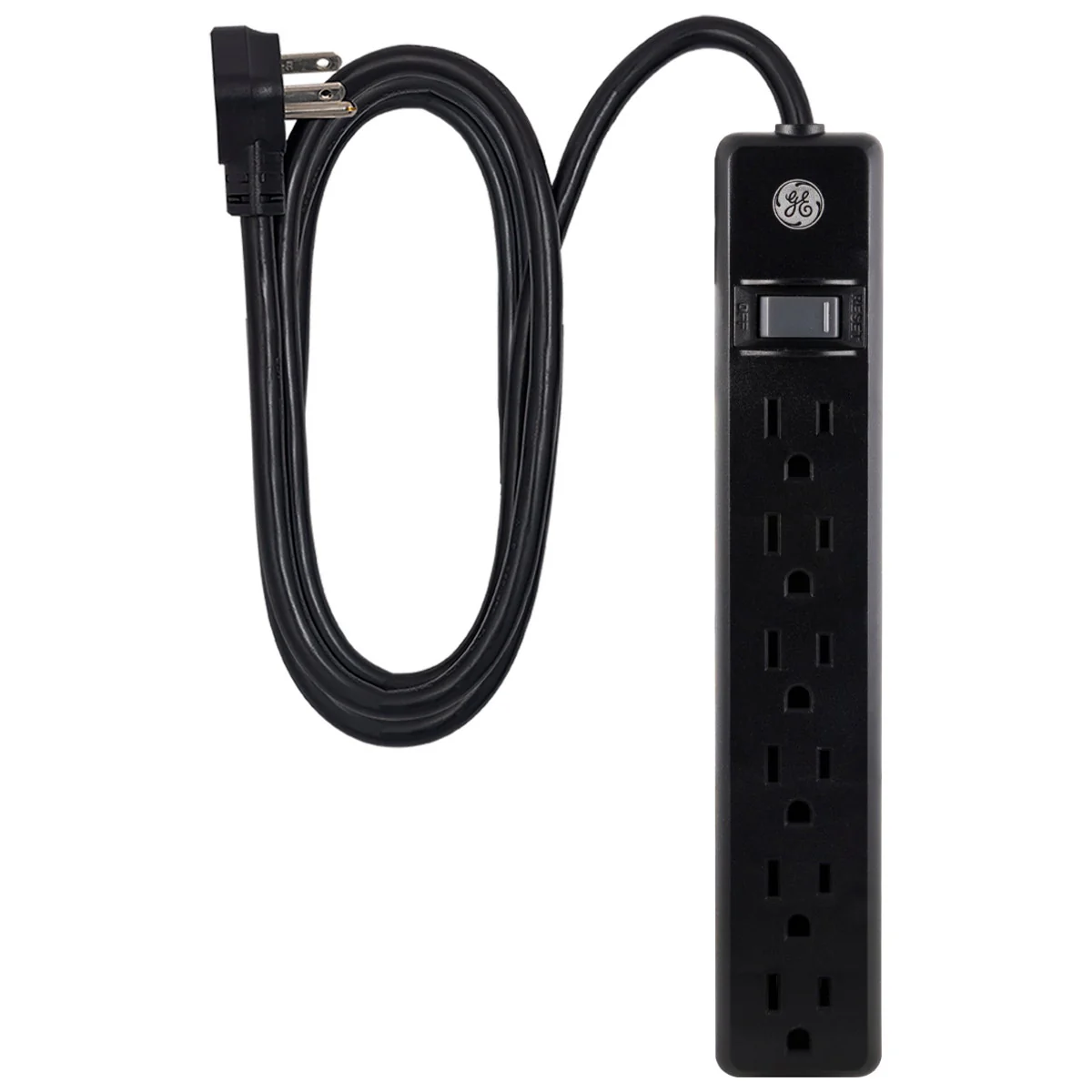 GE 6-Outlet 7ft. Power Strip, Black