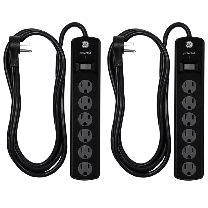 GE 6-Outlet 8ft. Surge Protector with Twist-to-Close Safety Covers, 2 Pack, Black - Image 10
