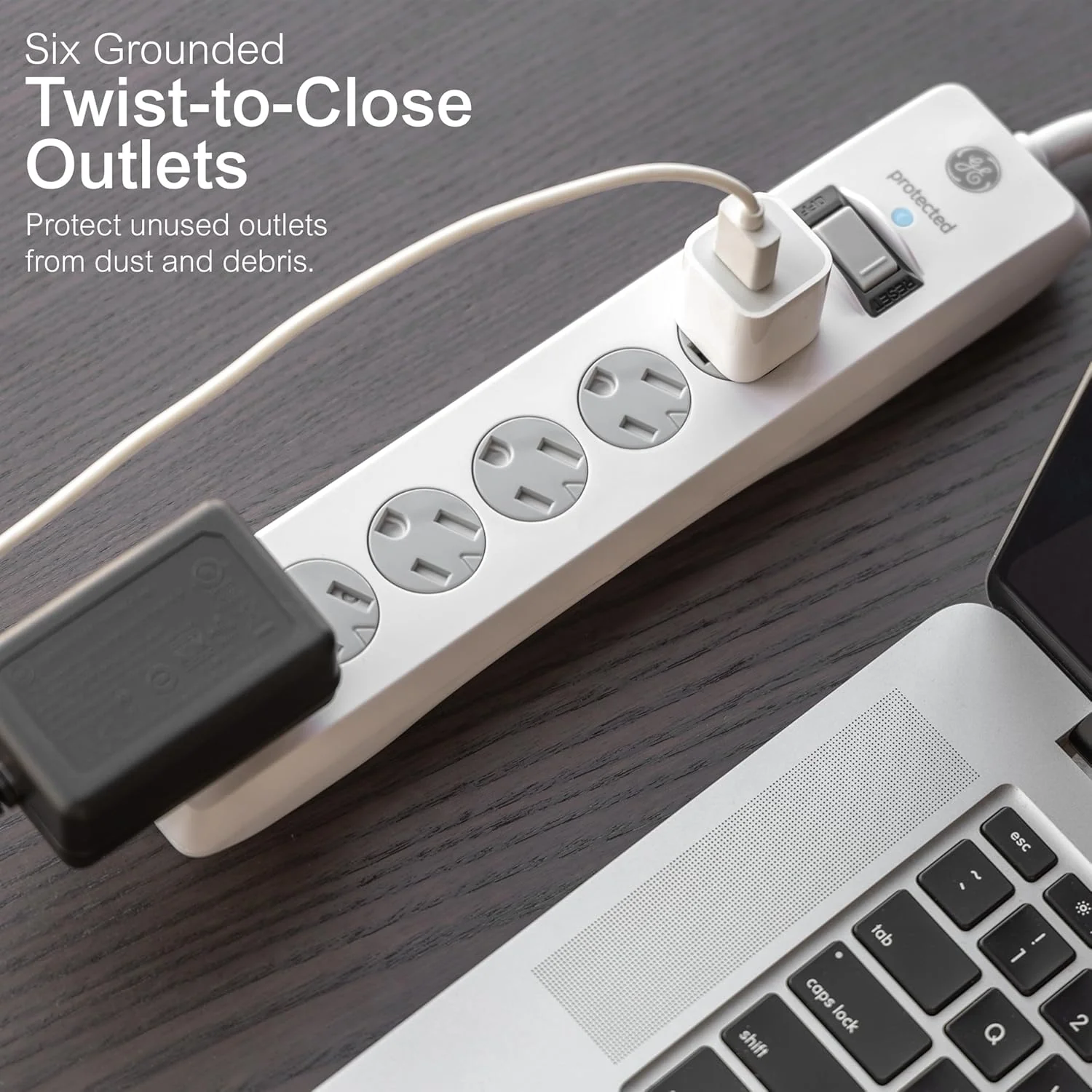 GE 6-Outlet Surge Protector, 4ft., White 800J, 2pk - Image 2