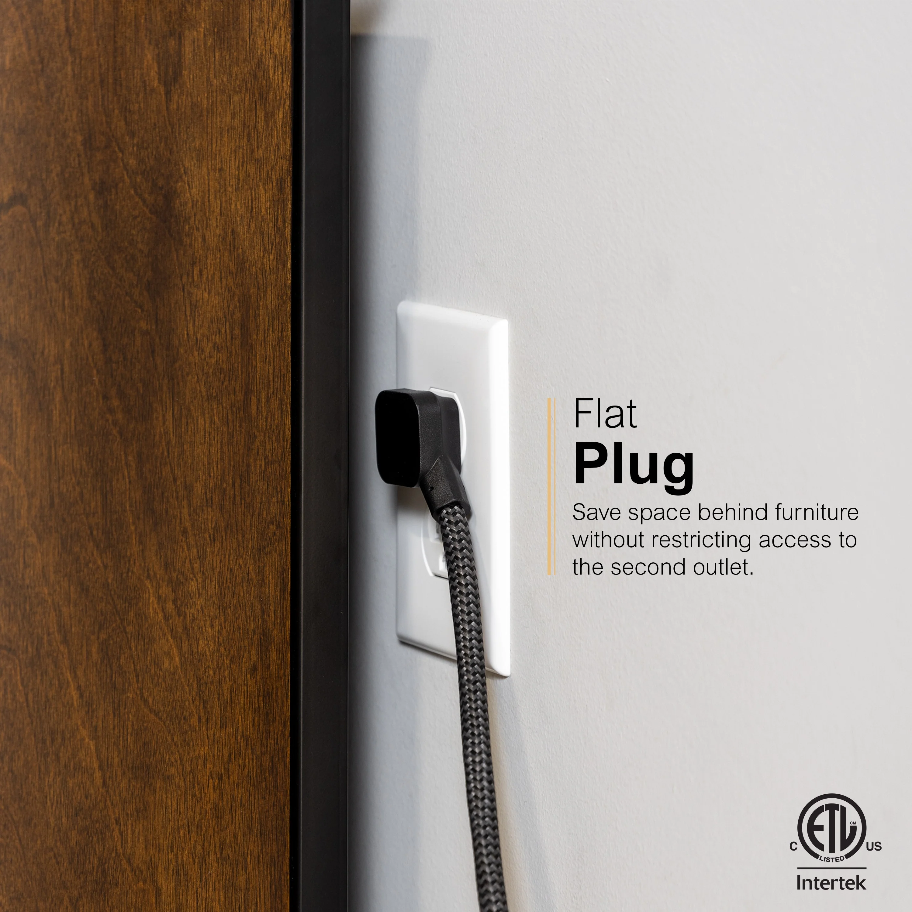 GE 6-Outlet Surge Protector With Adapter-Spaced Outlets, 6ft. Braided Cord, Black - Image 4