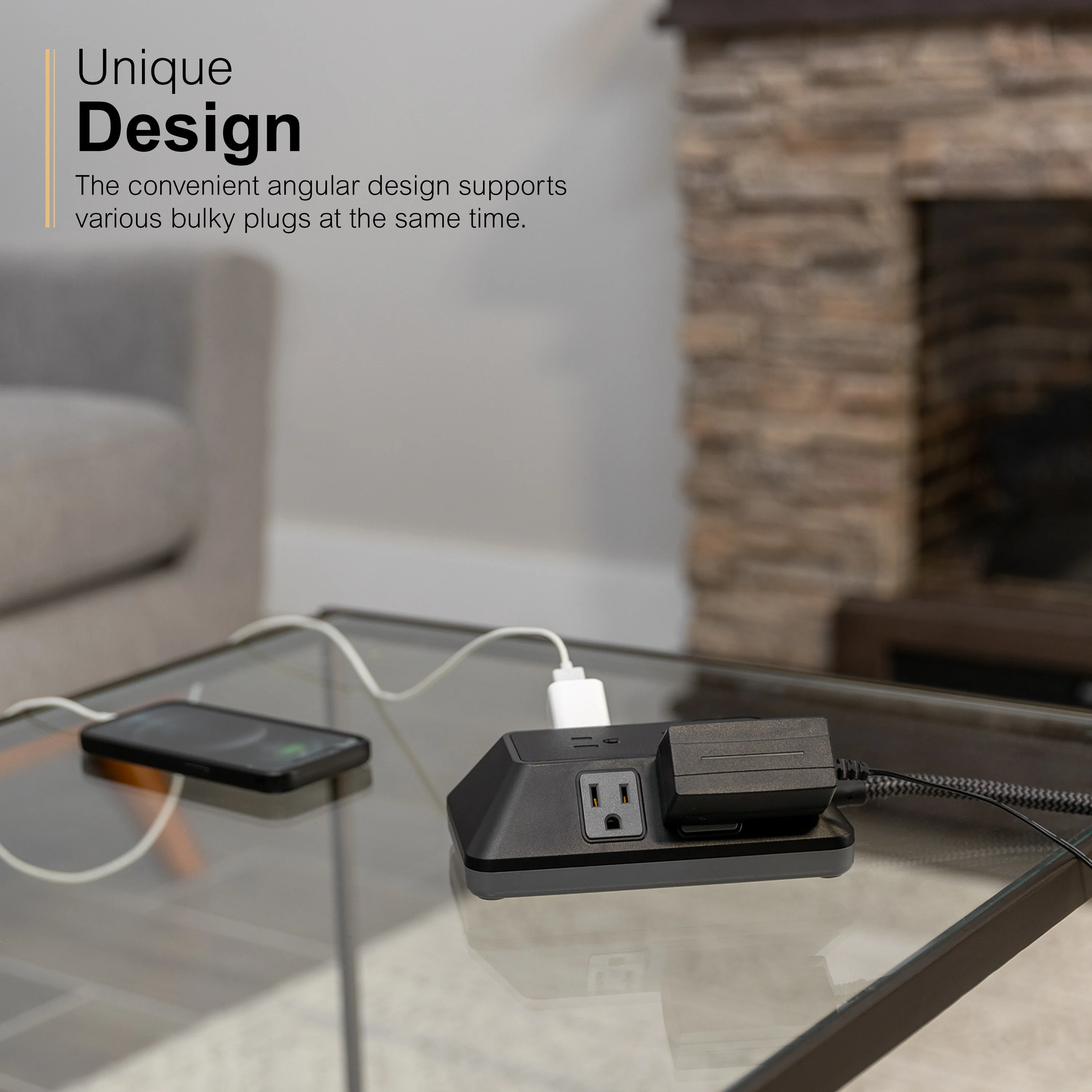 GE 6-Outlet Surge Protector With Adapter-Spaced Outlets, 6ft. Braided Cord, Black - Image 5