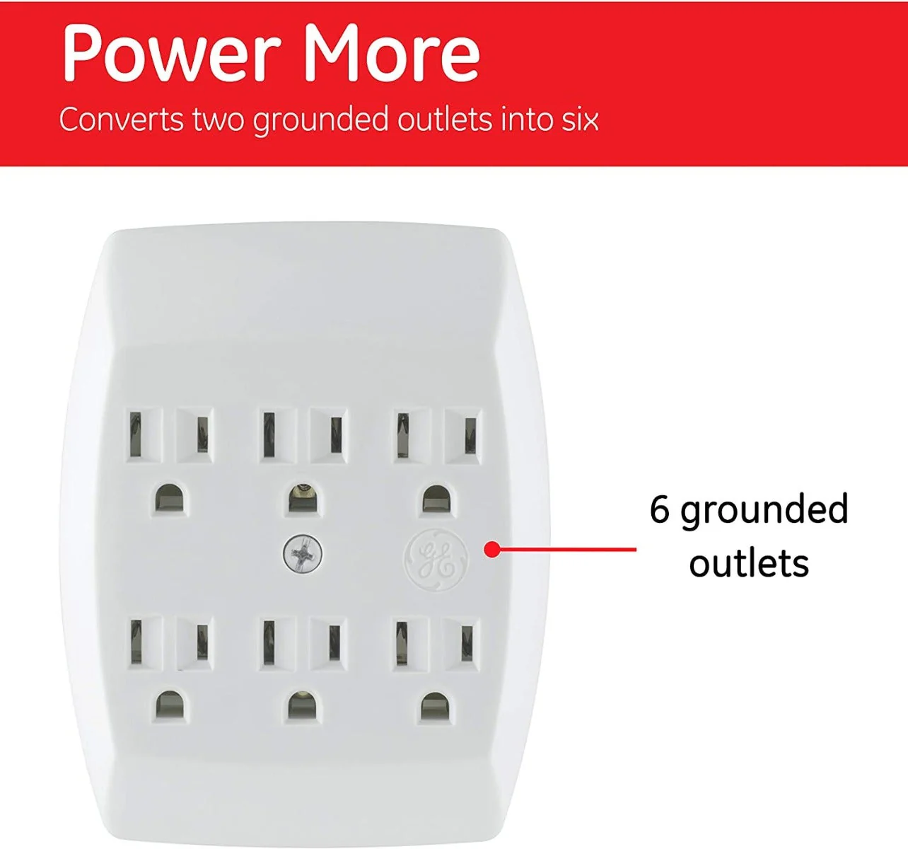 GE 6-Outlet Wall Tap, 5 Pack, White - Image 3