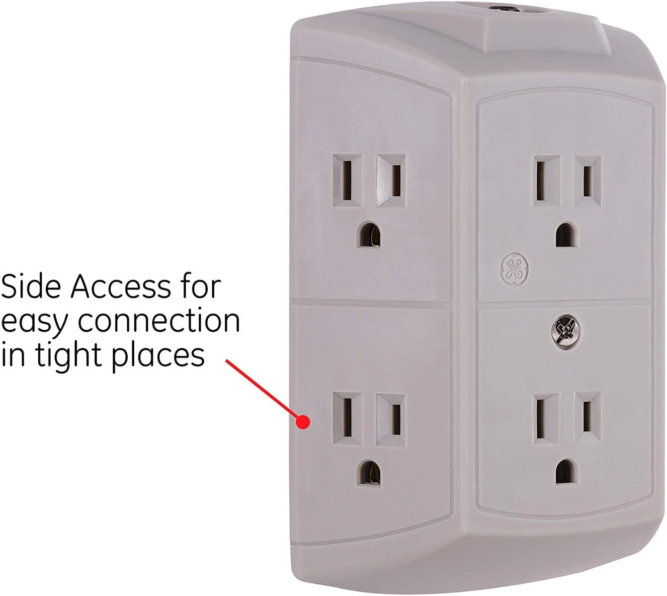 GE 6-Outlet Wall Tap with Resettable Circuit Breaker, 2 Pack, Gray - Image 6