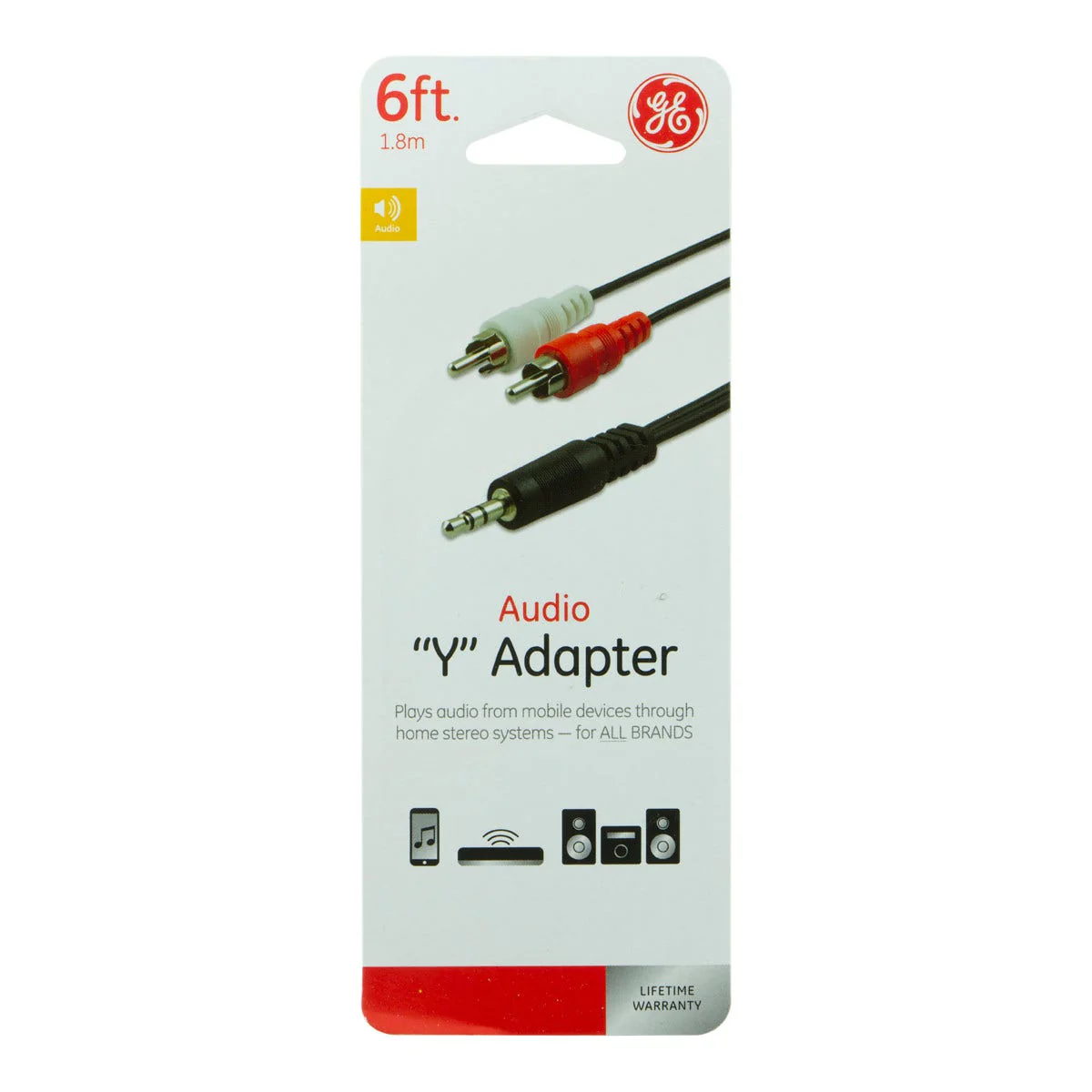 GE 6ft. Audio Y Adapter with 2 RCA Jacks to 3.5mm Jack, Black - Image 6