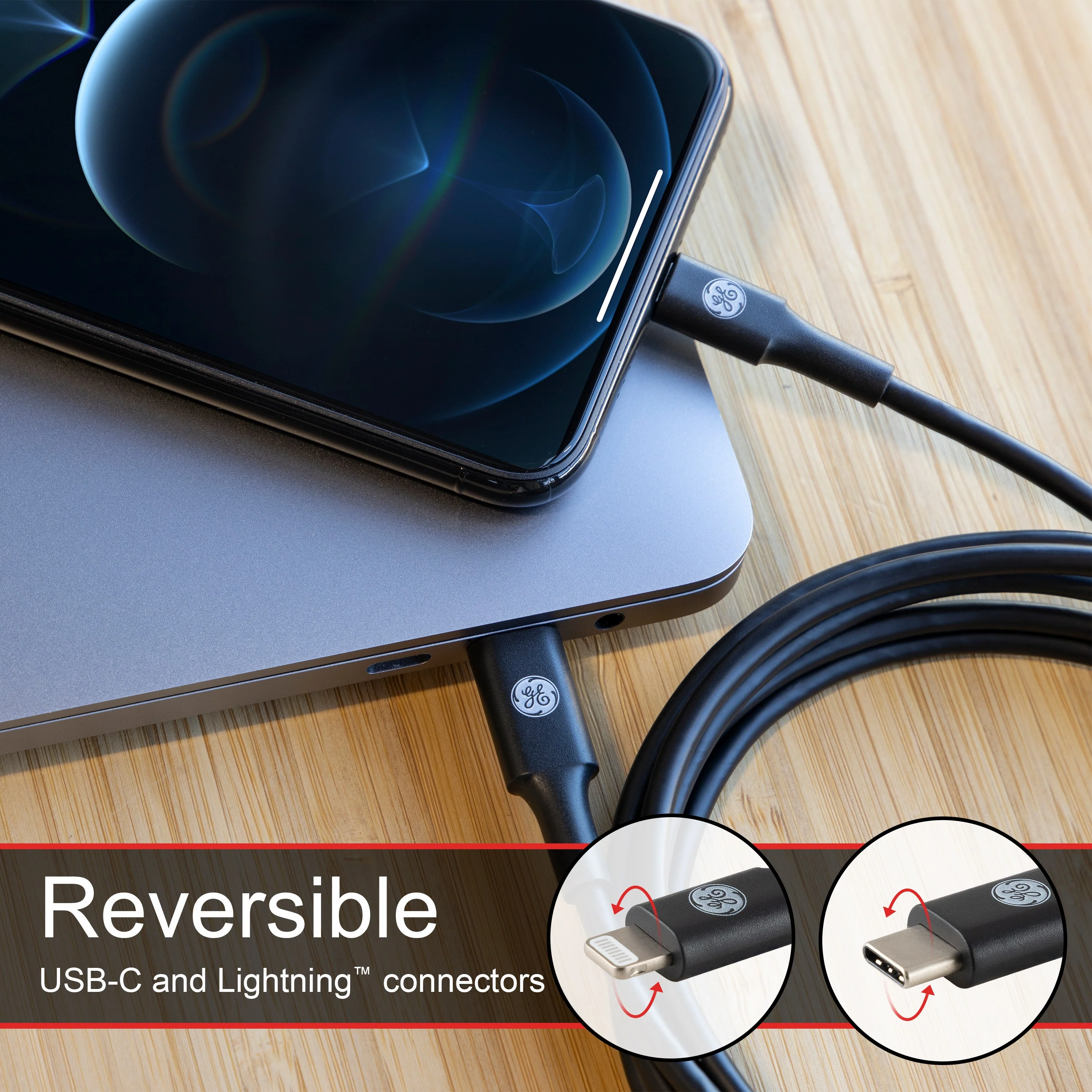 GE 6ft. USB-C to Lightning Charging Cable, Black - Image 5