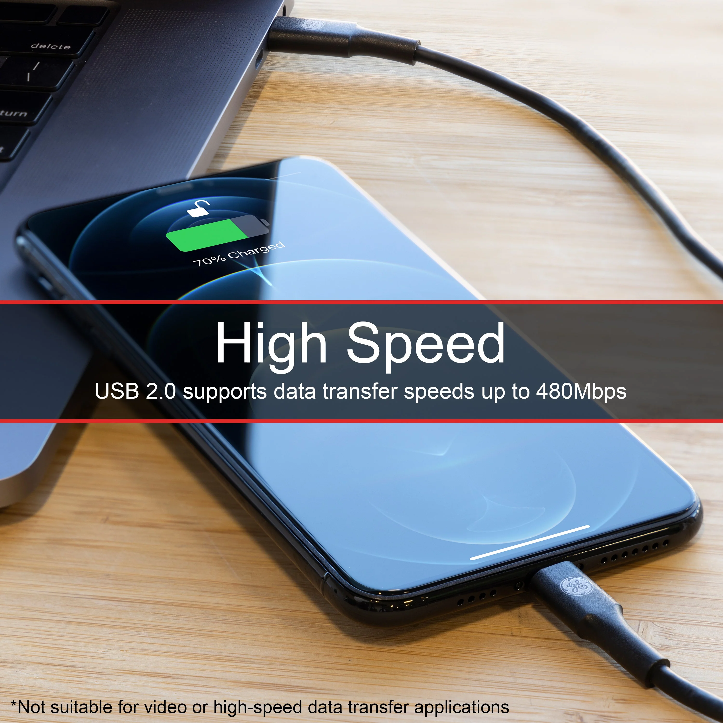 GE 6ft. USB-C to Lightning Charging Cable, Black - Image 6