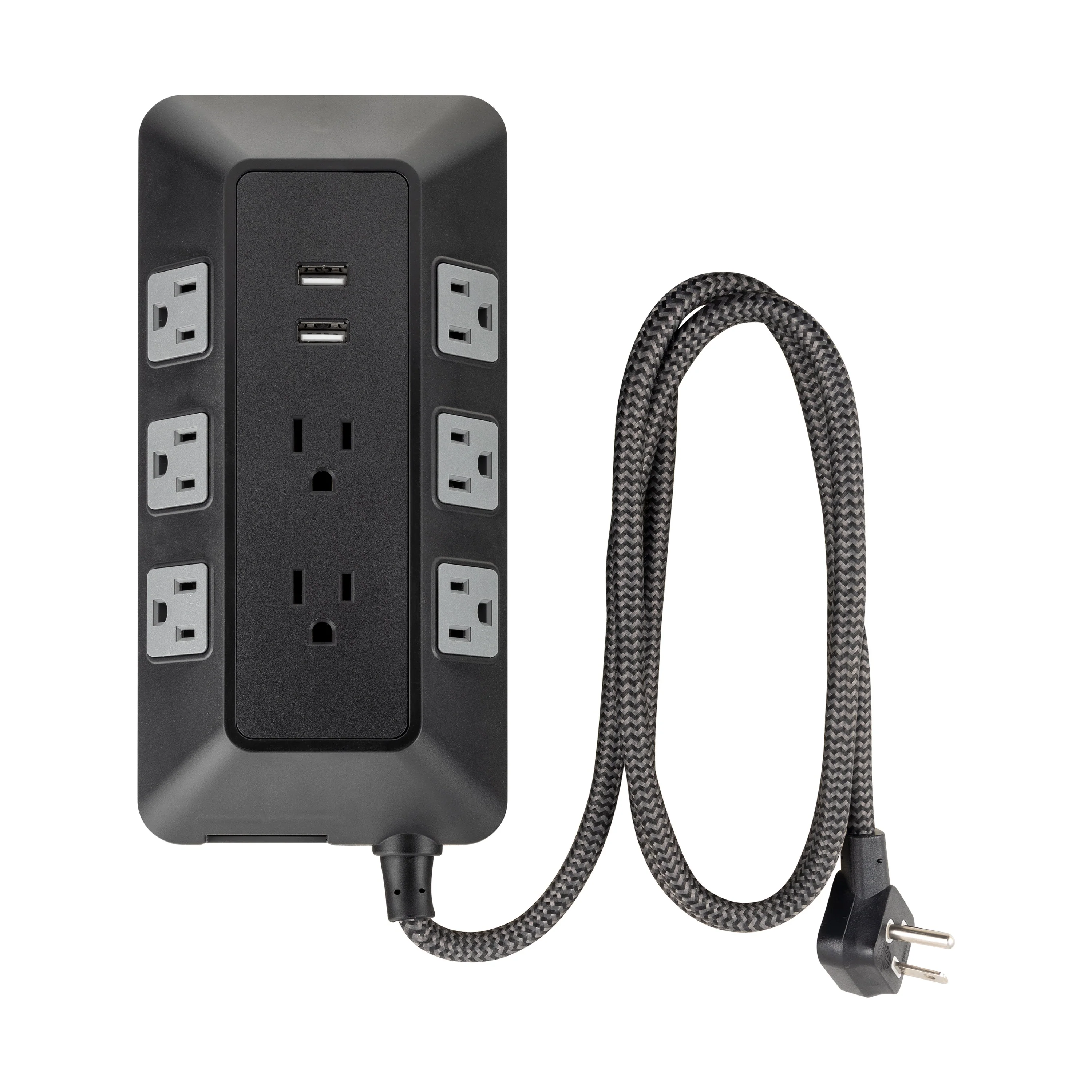 GE 8-Outlet 2-USB 3ft. Surge Protector with Adapter-Spaced Outlets, Black - Image 3