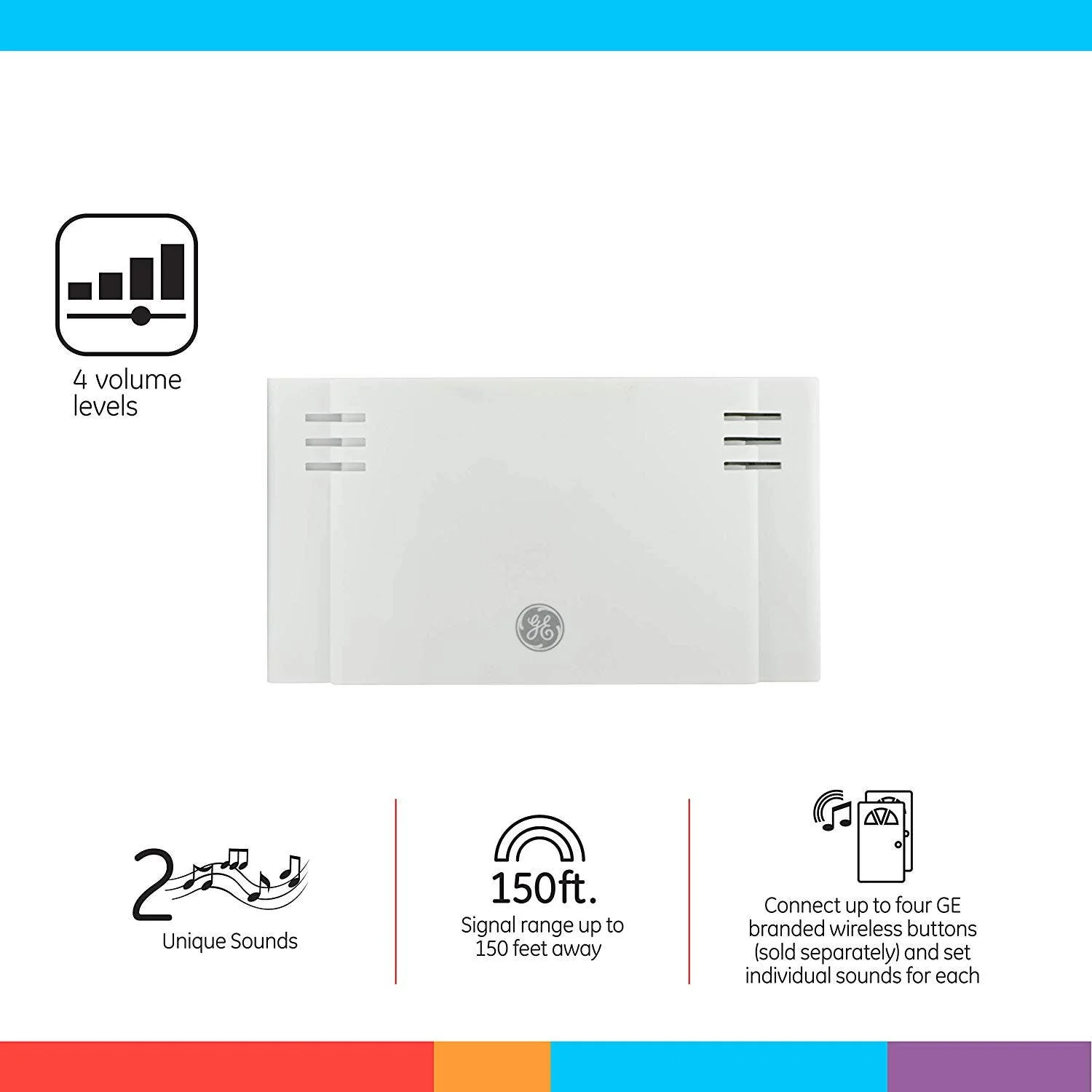 GE Battery Operated 2-Chime Wireless Door Chime Kit, White - Image 3