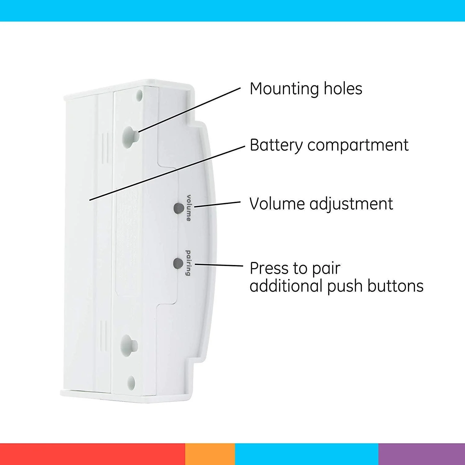 GE Battery Operated 2-Chime Wireless Door Chime Kit, White - Image 4