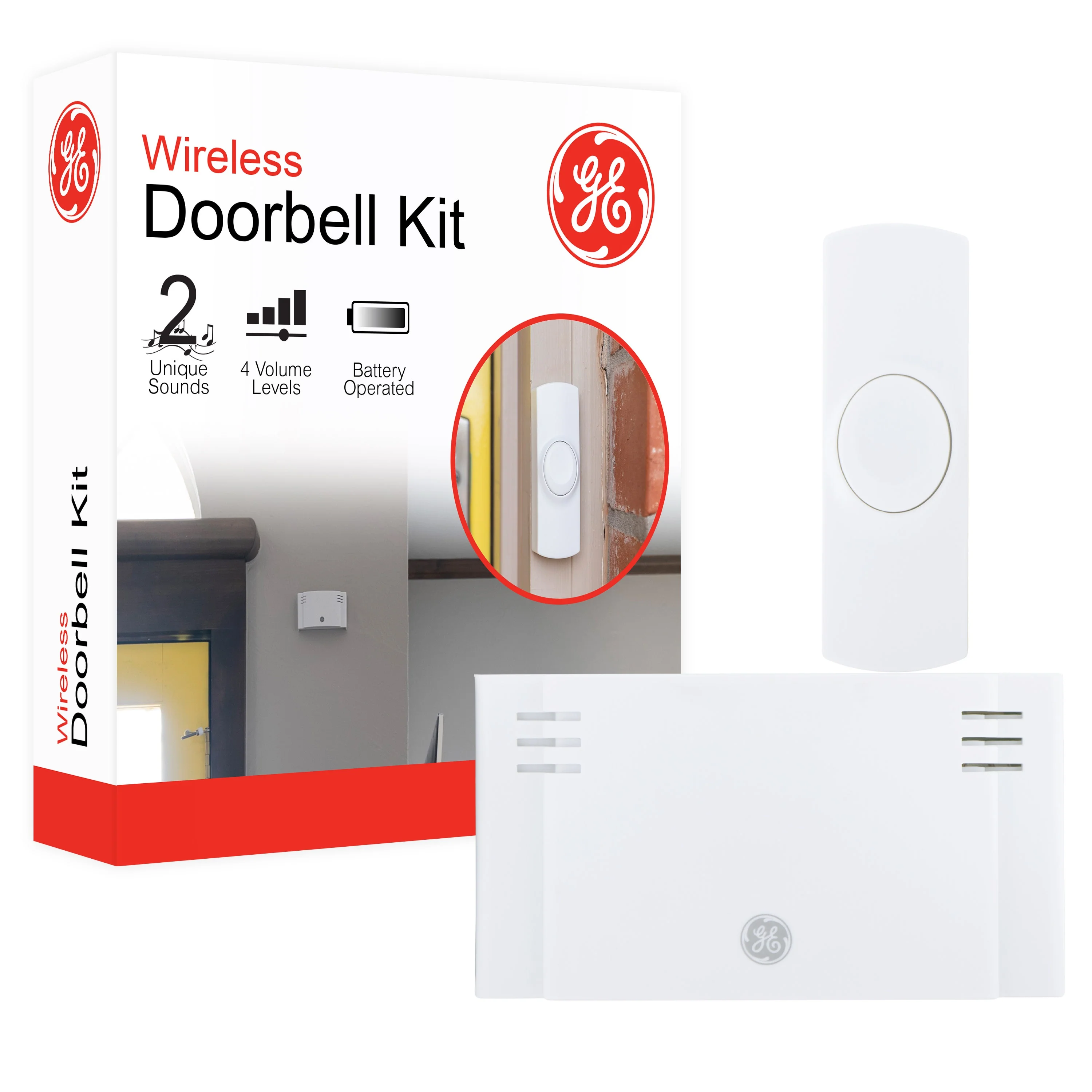 GE Battery Operated 2-Chime Wireless Door Chime Kit, White - Image 8