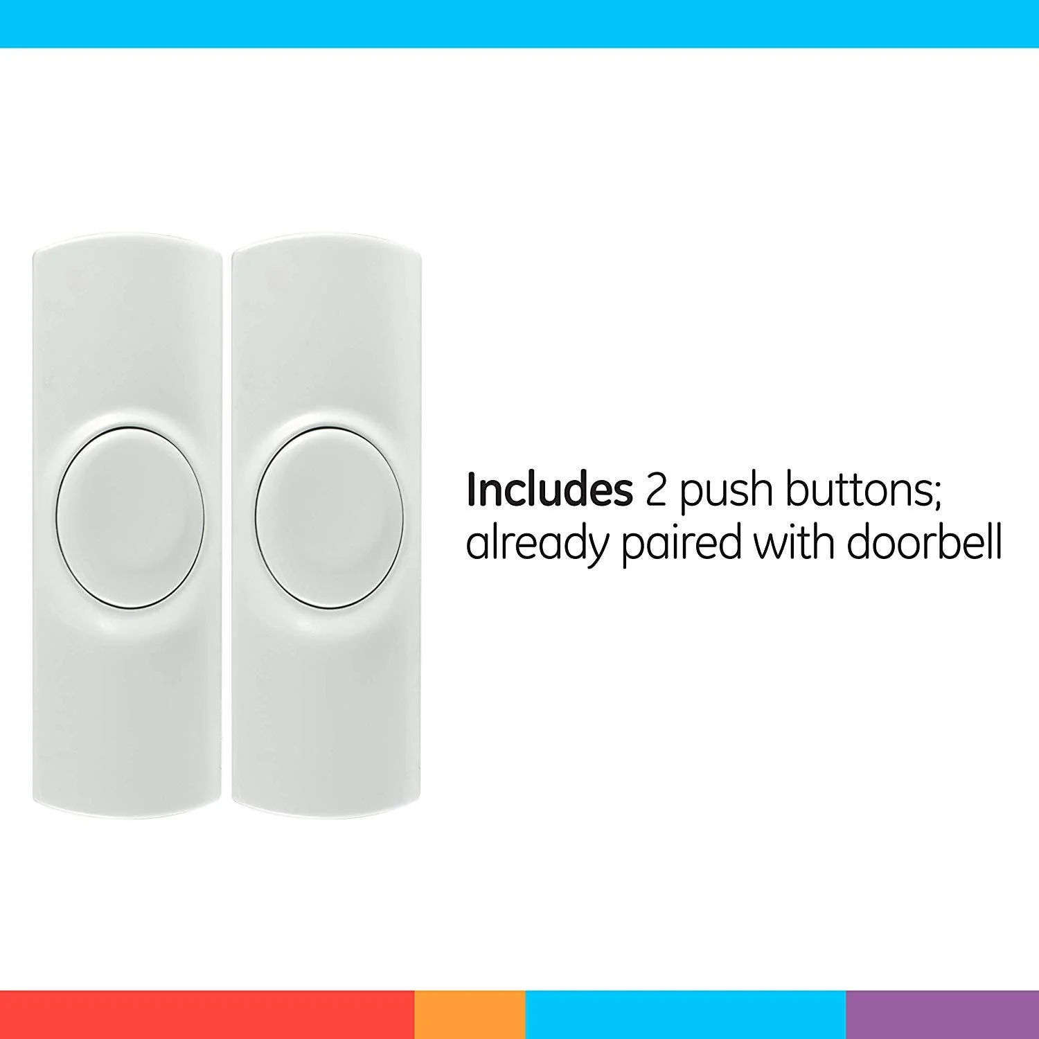 GE Battery Operated 8-Chime 2-Push Button Wireless Door Chime Kit, White - Image 4