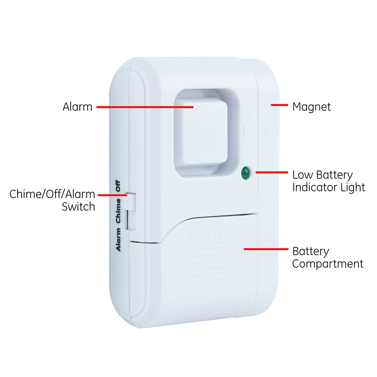 UltraPro Battery Operated Magnetic Window or Door Alarm, 4 Pack, White - Image 3