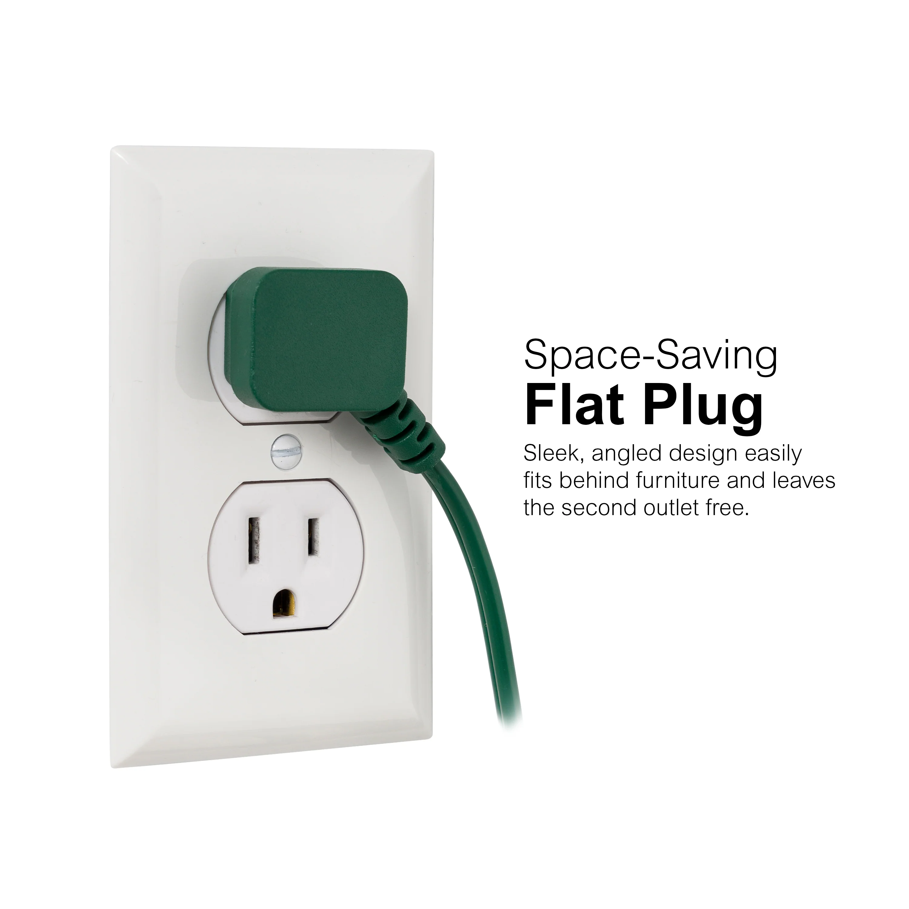 GE-branded UltraPro 3-Outlet Polarized Extension Cord, 15ft., Indoor, Green - Image 6