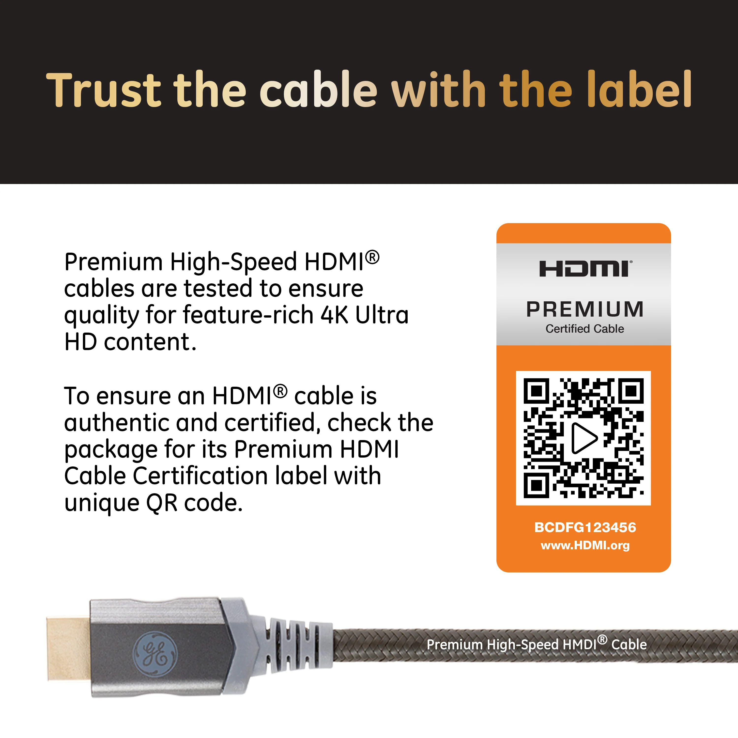 GE-branded UltraPro Premium Certified High-Speed HDMI Cable with Ethernet, 15ft. - Image 6