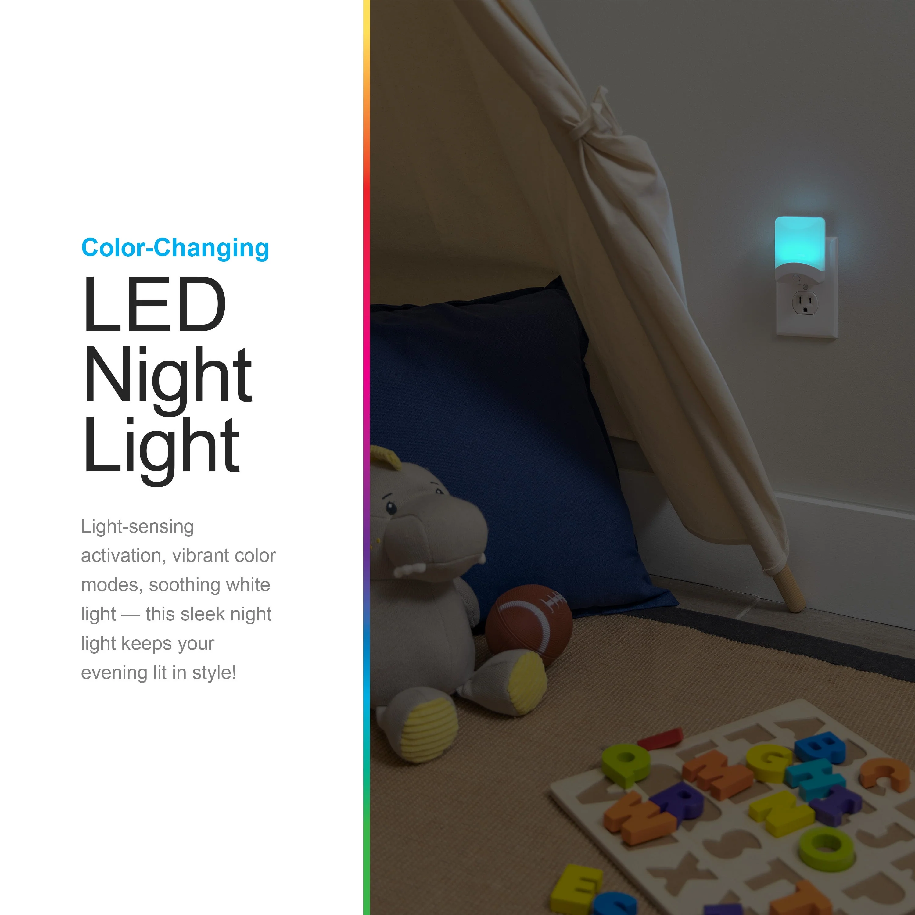 GE Color Changing Light Sensing LED Night Light, White - Image 4