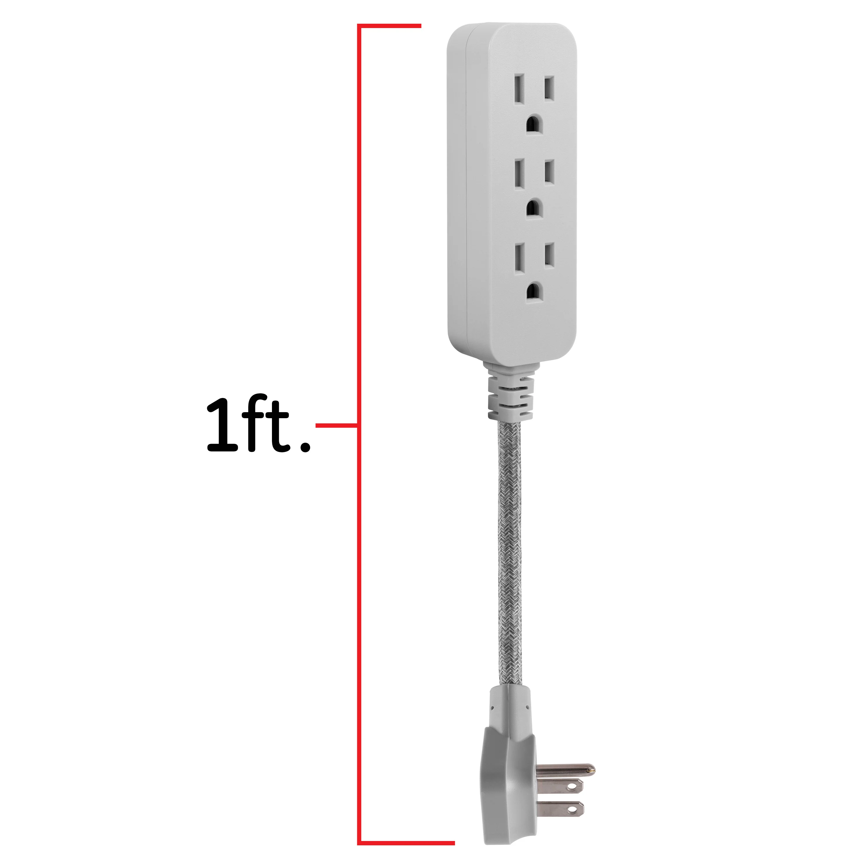 GE Designer 3-Outlet Mini Cord, Gray - Image 3
