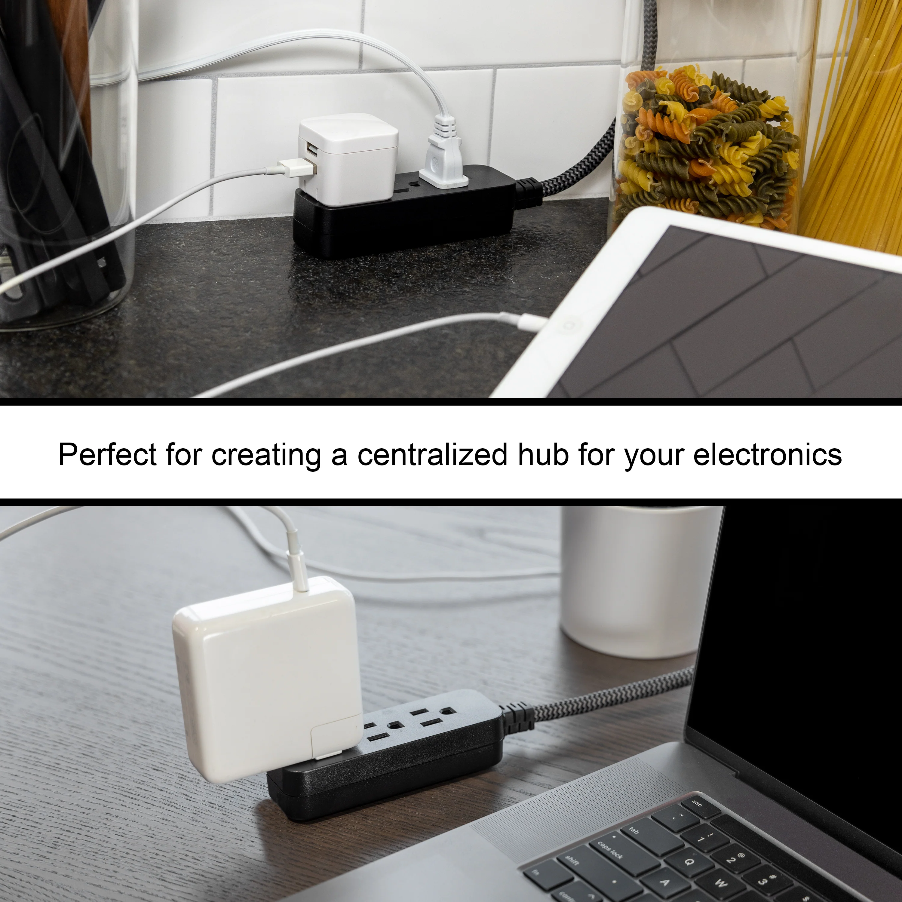 GE Designer 3-Outlet Mini Extension Cord, black/gray, 2pk - Image 6