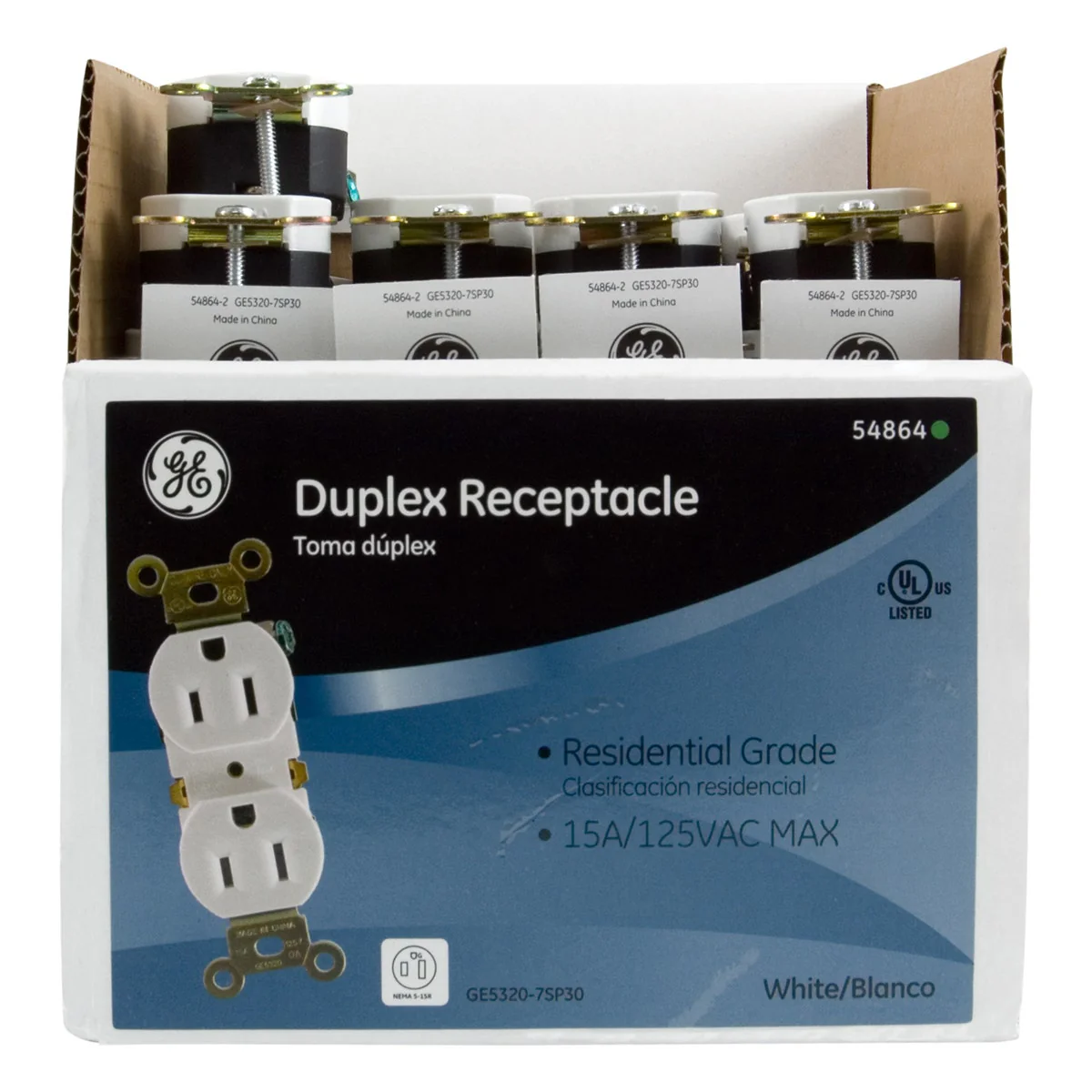 GE Duplex Receptacle, White - Image 3