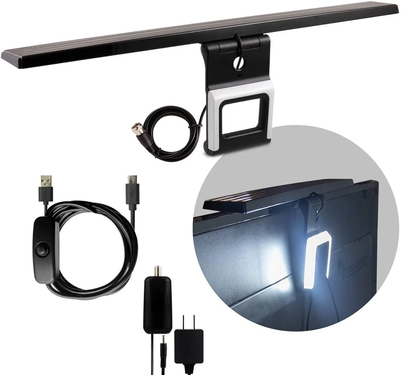 GE Enlighten HD Amplified Antenna with Bias LED Lighting, Black - Image 2