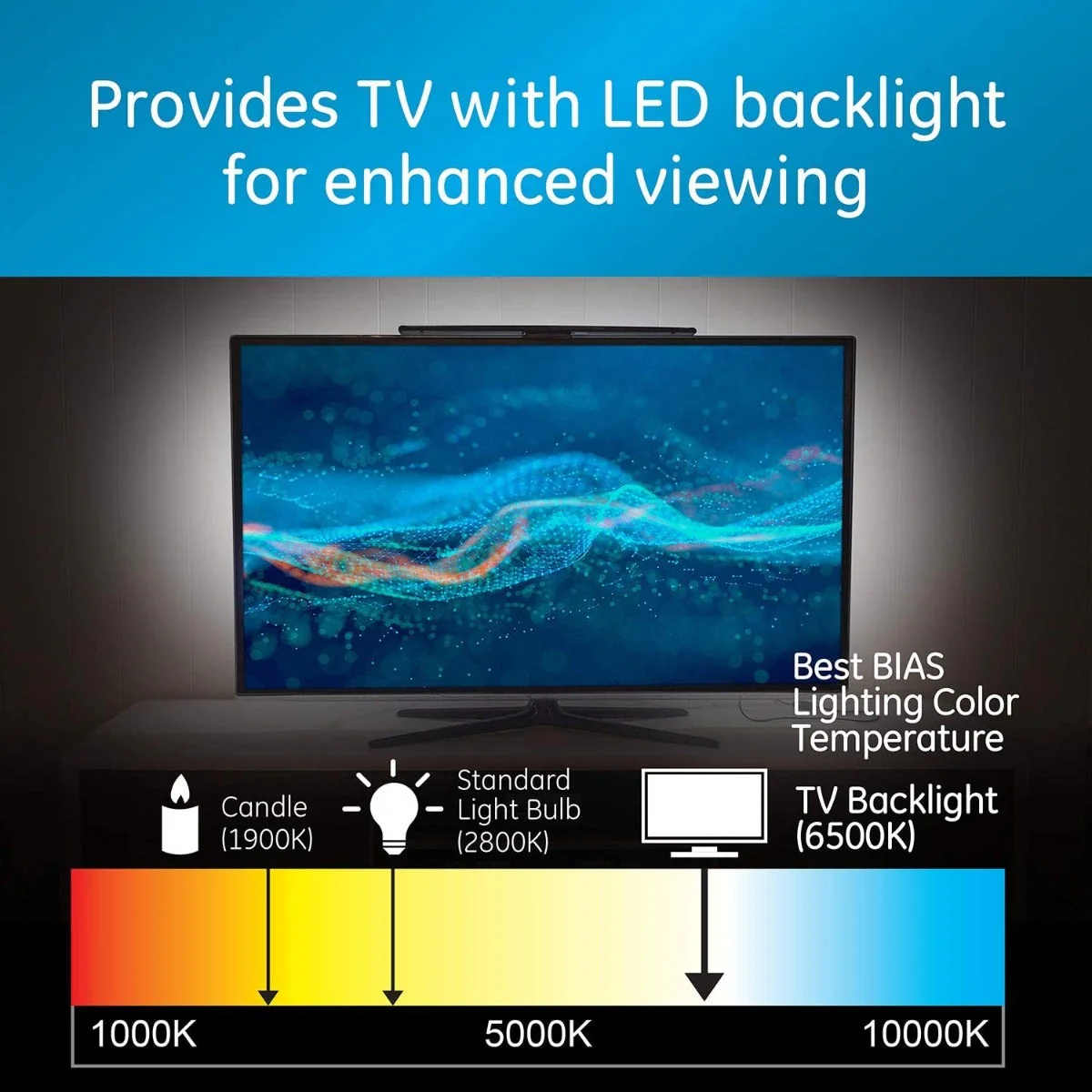 GE Enlighten HD Amplified Antenna with Bias LED Lighting, Black - Image 3