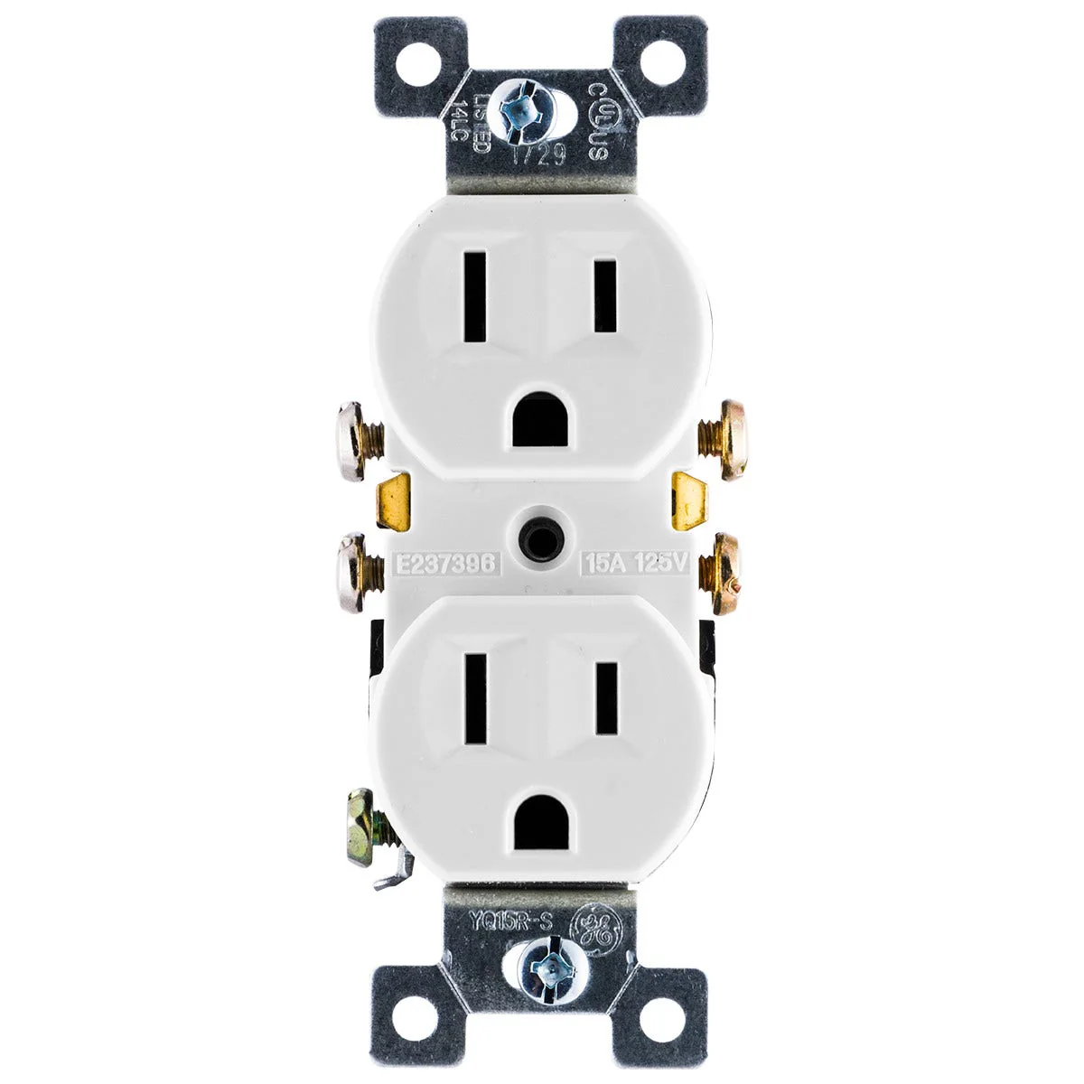 GE Grounding Duplex Receptacle, White - Image 2