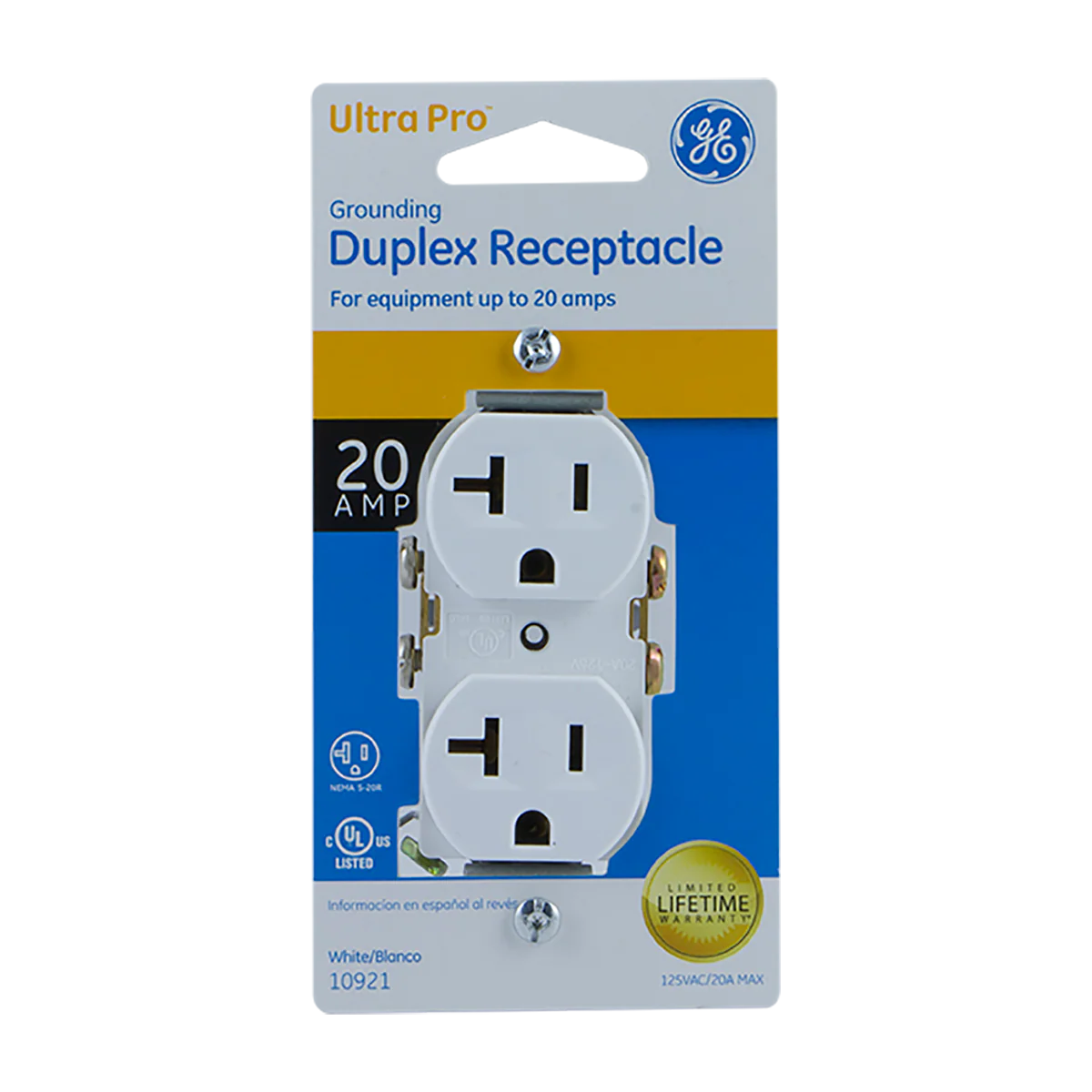GE Grounding Duplex Receptacle, White - Image 6