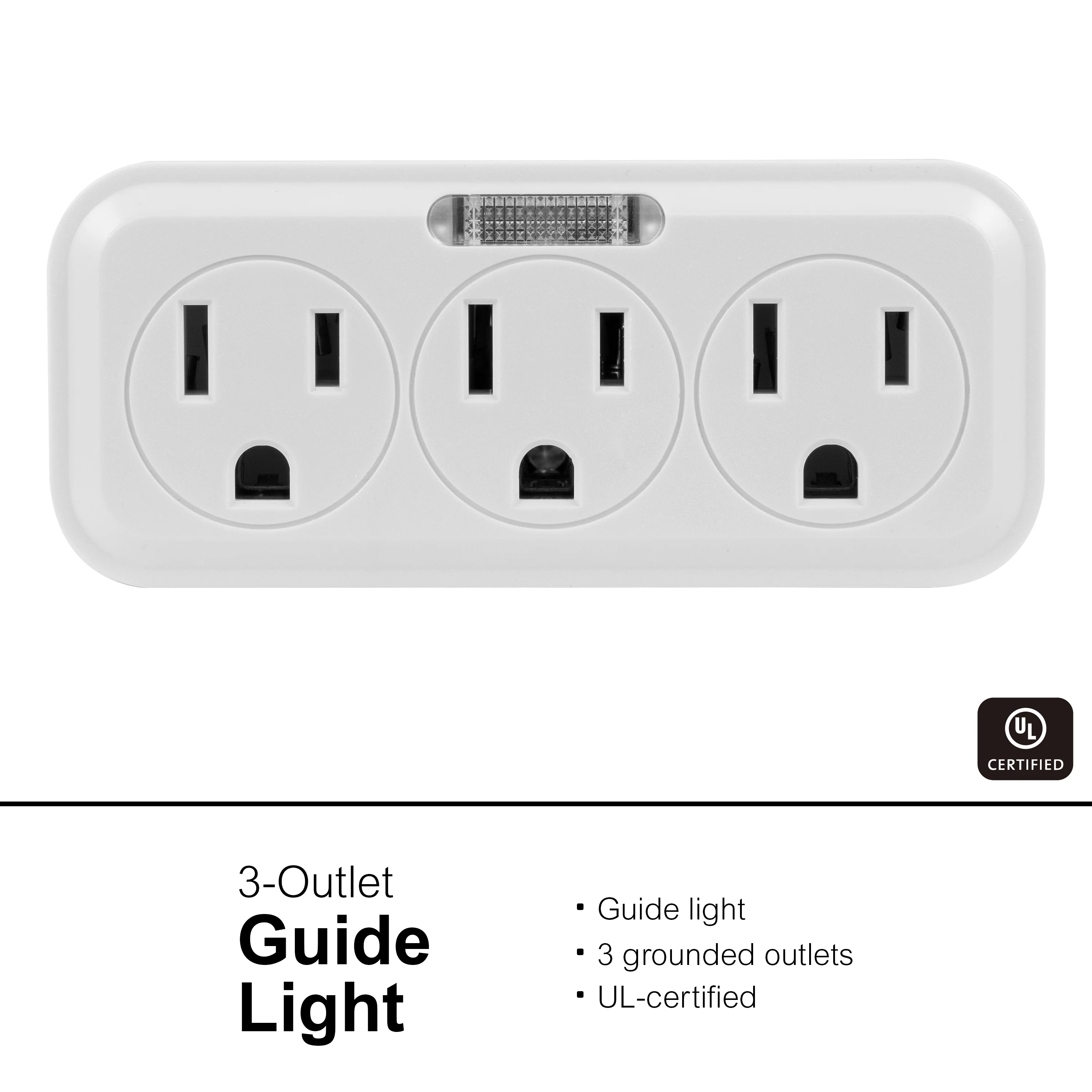 GE Guide Light 3-Outlet Tap, White - Image 2