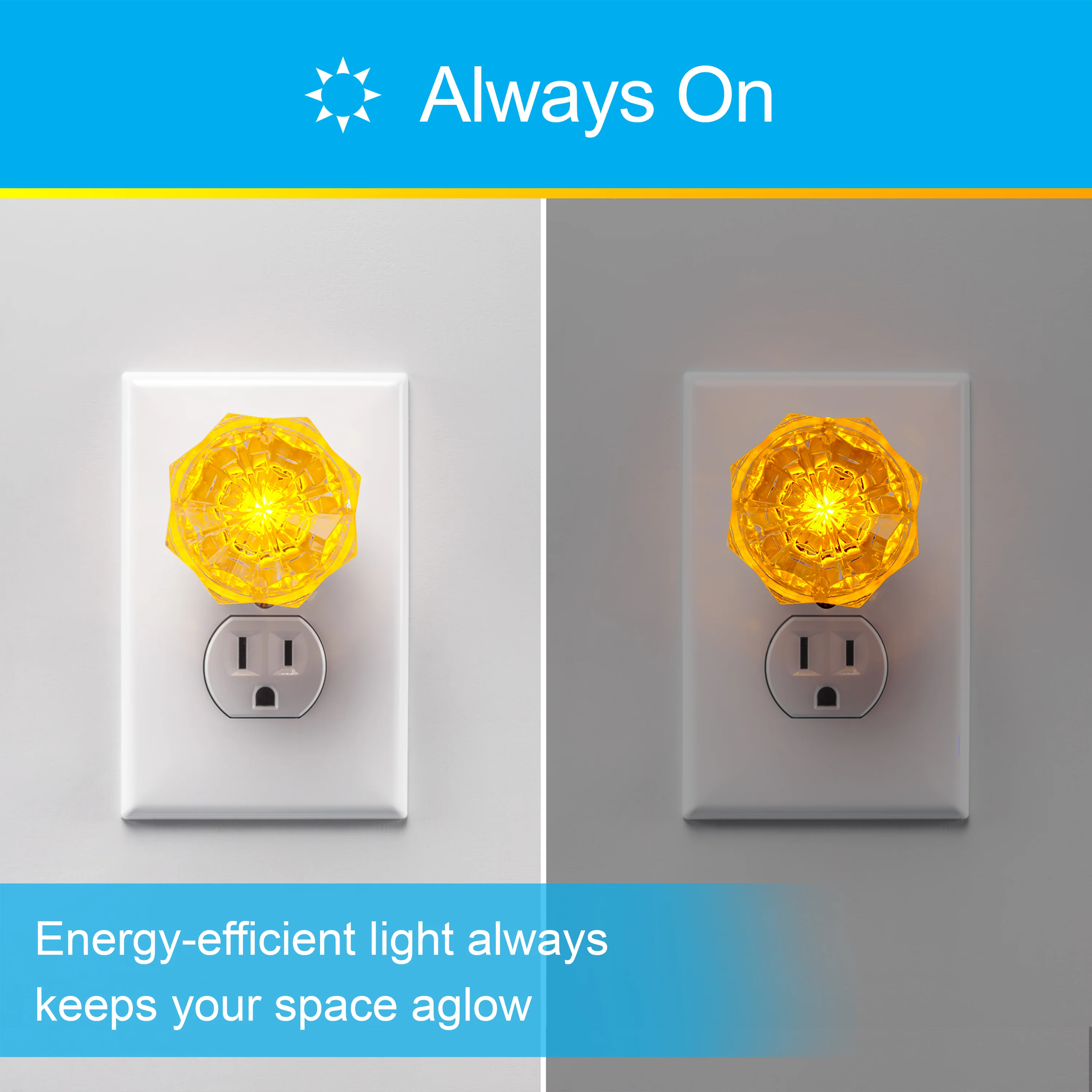 GE SleepLite Jewel Always On LED Night Light, Amber, 2 Pack - Image 4