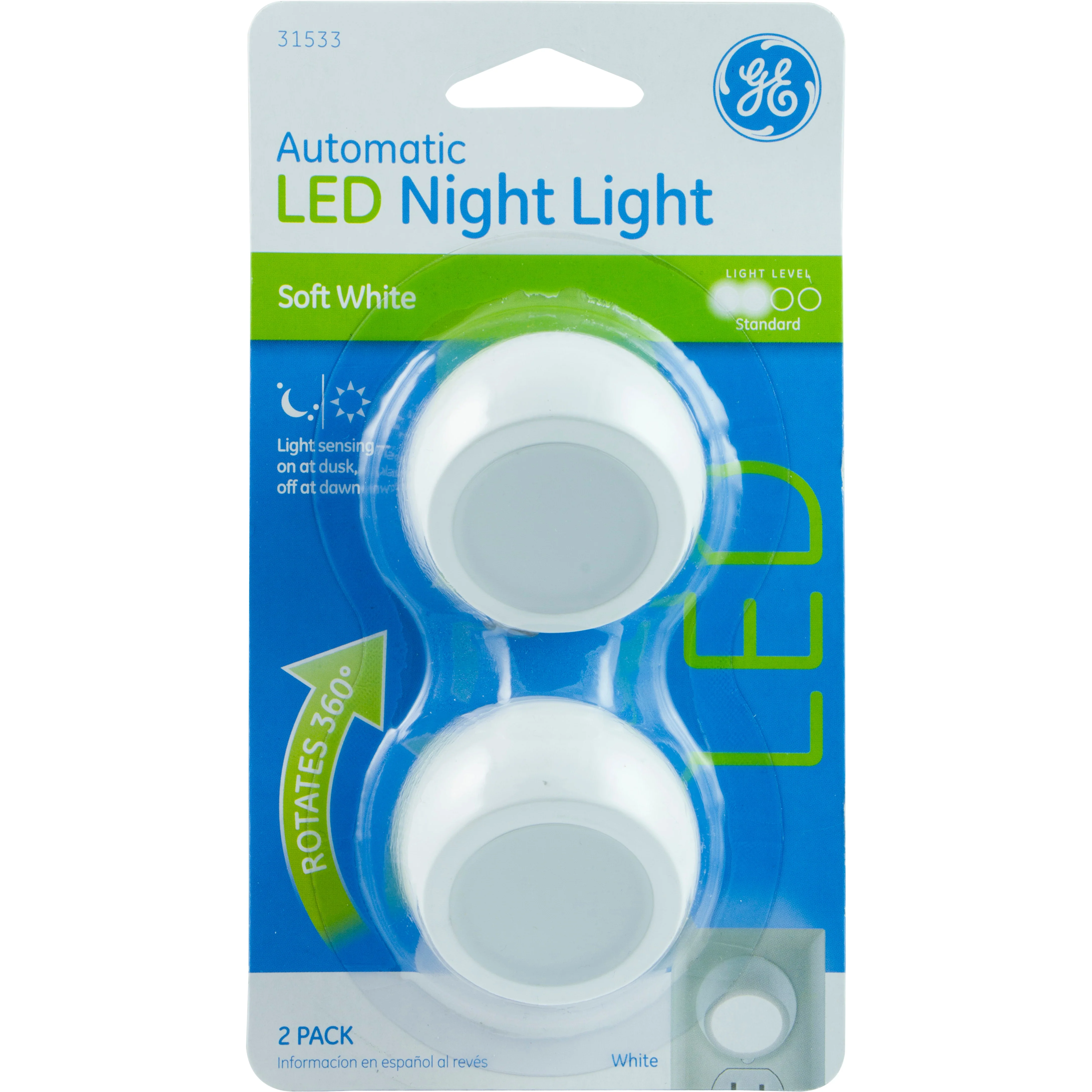 GE Light Sensing LED Night Light, 2 Pack, White - Image 8