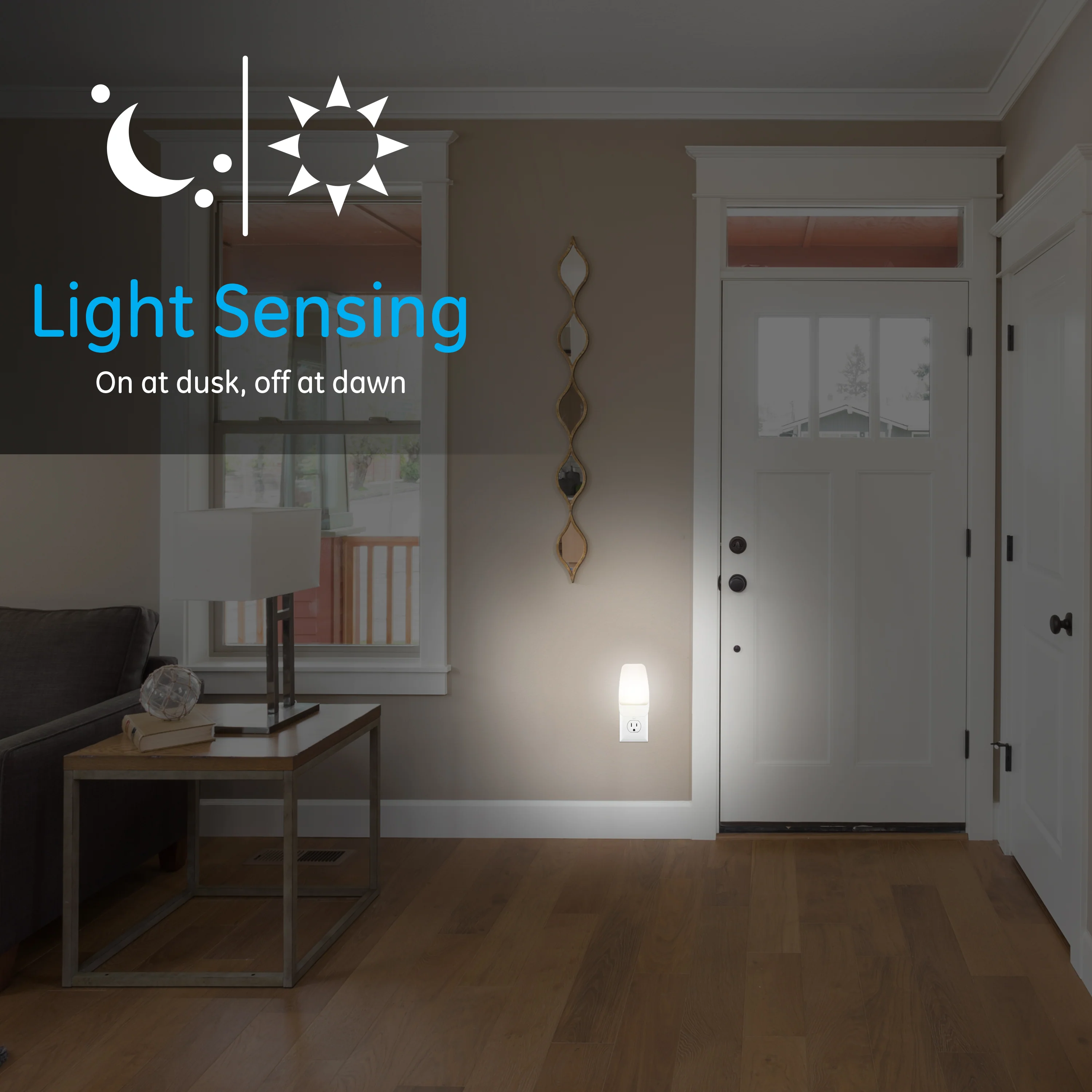GE Light Sensing LED Night Light, White, 8 Pack - Image 2