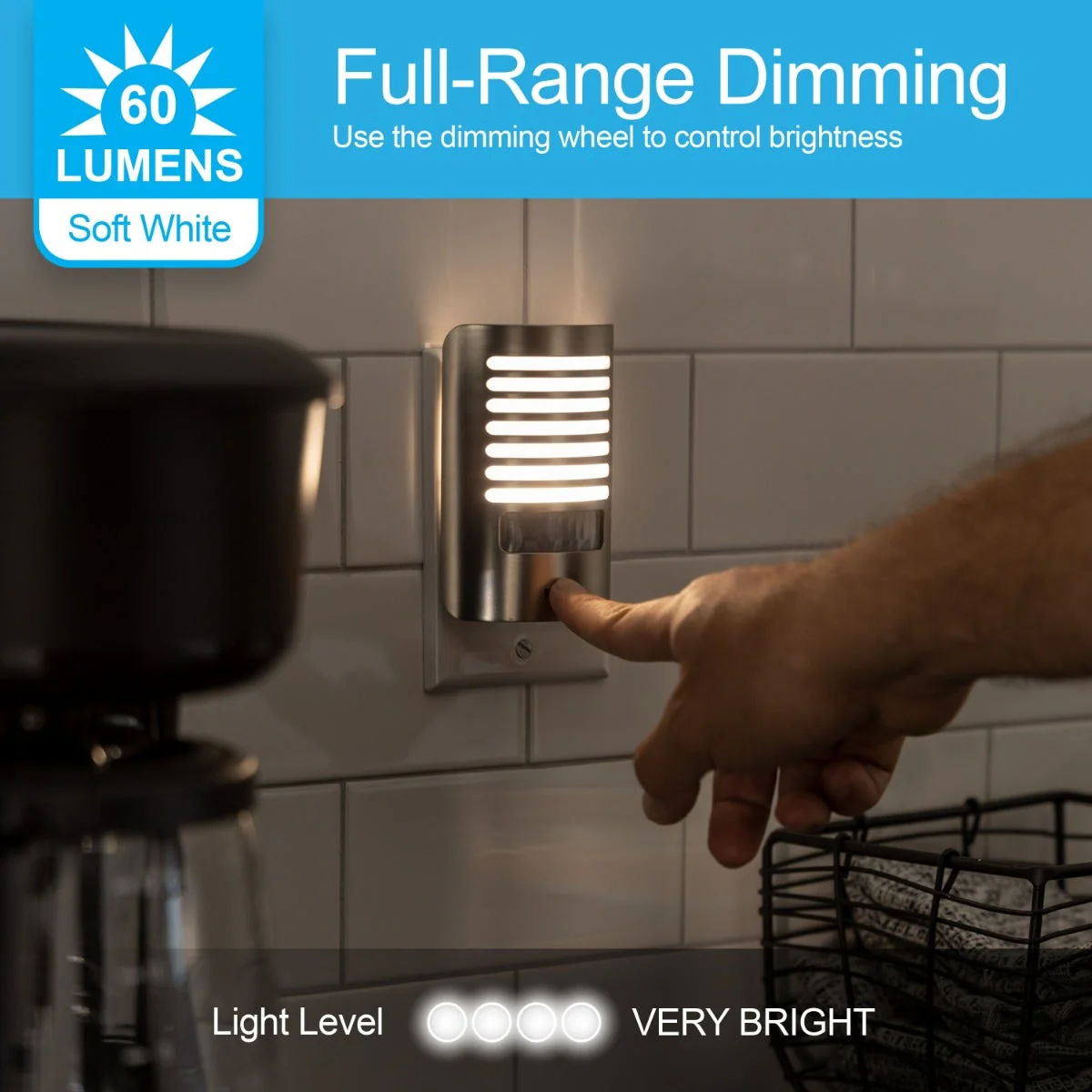 GE Motion Sensing Dimmable LED Night Light, Brushed Nickel - Image 6