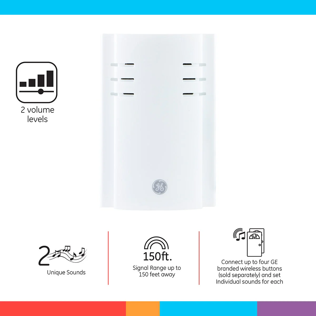 GE Plug-In 2-Chime Wireless Door Chime Kit, White - Image 3