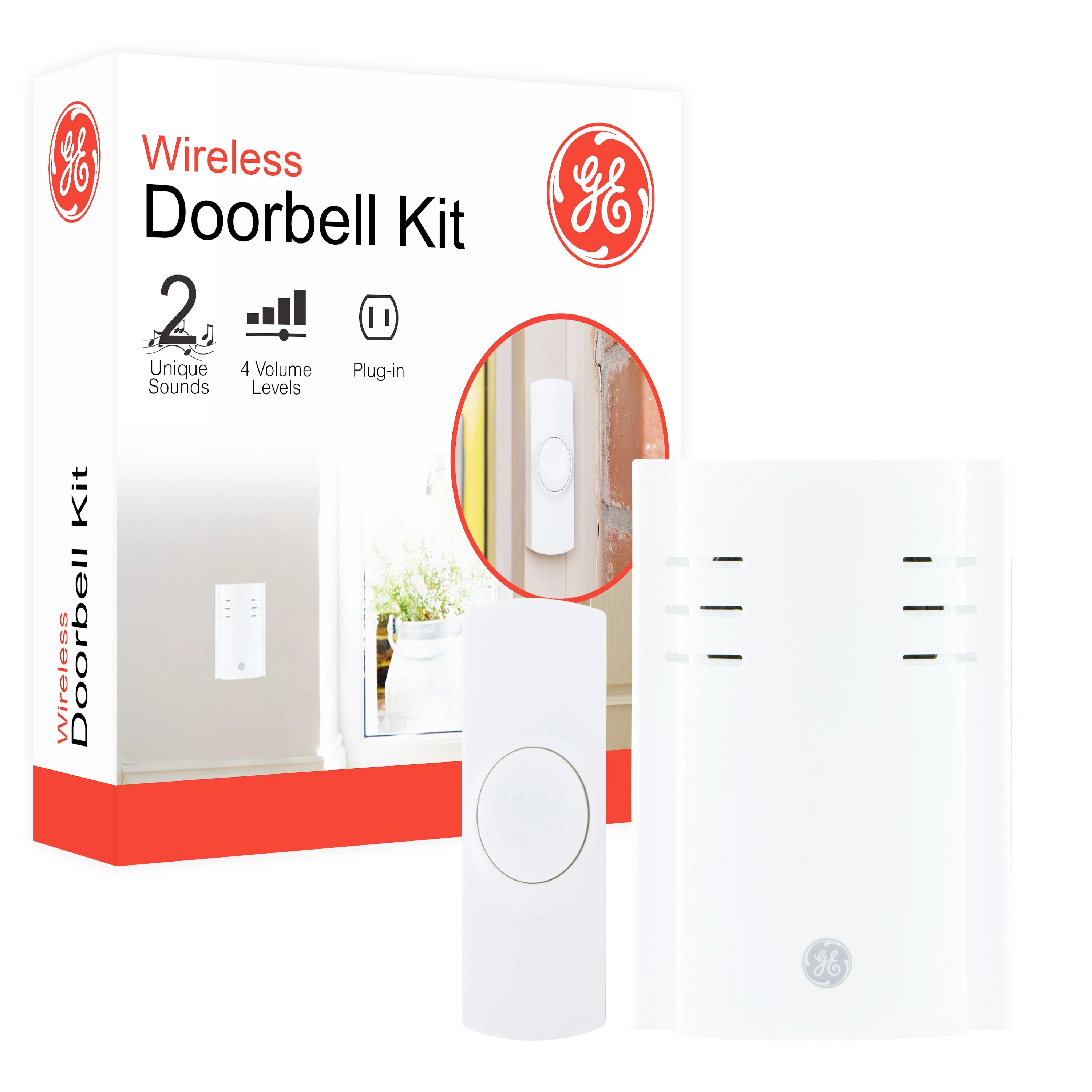 GE Plug-In 2-Chime Wireless Door Chime Kit, White - Image 9