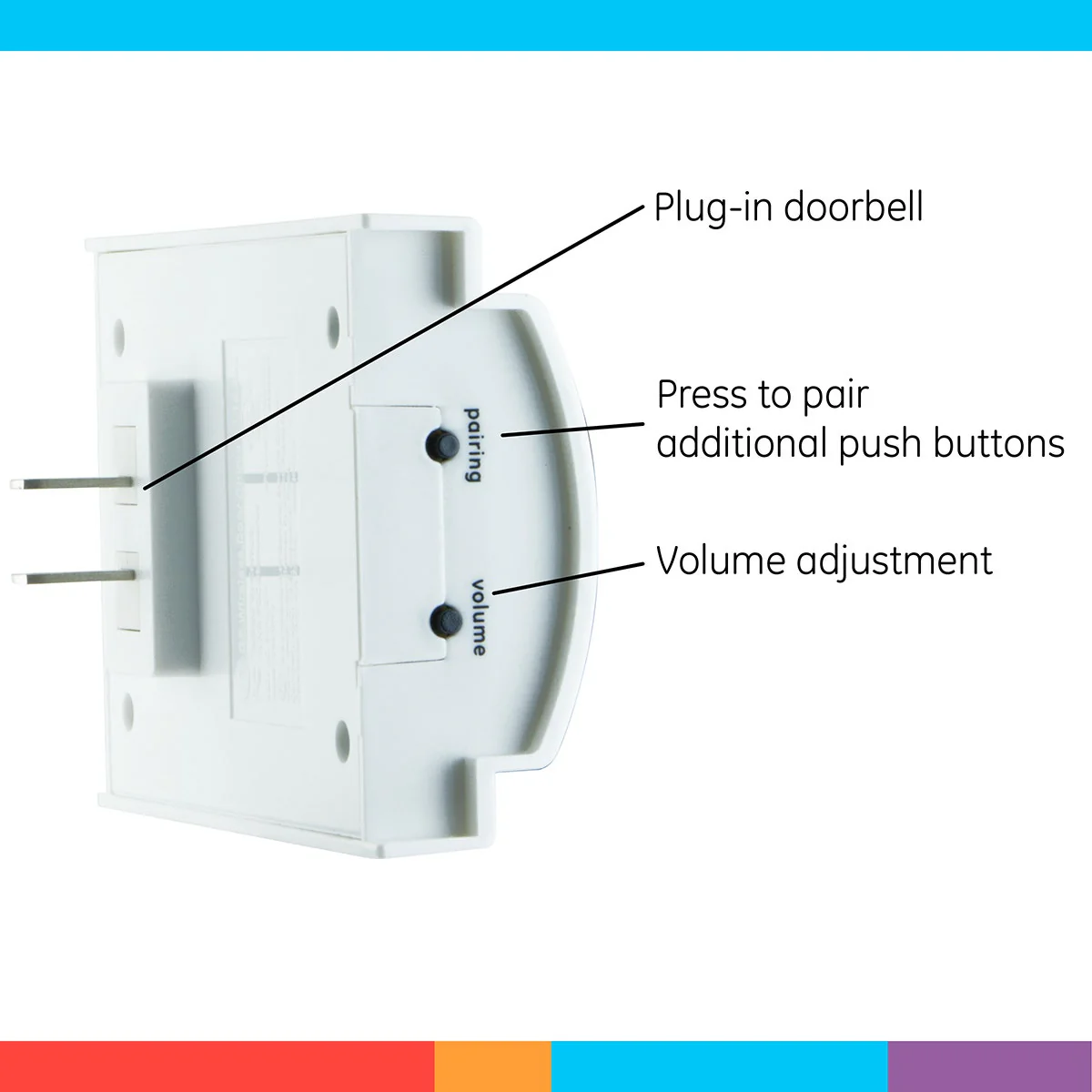 GE Plug-In 8-Chime Wireless Door Chime Kit, White - Image 4