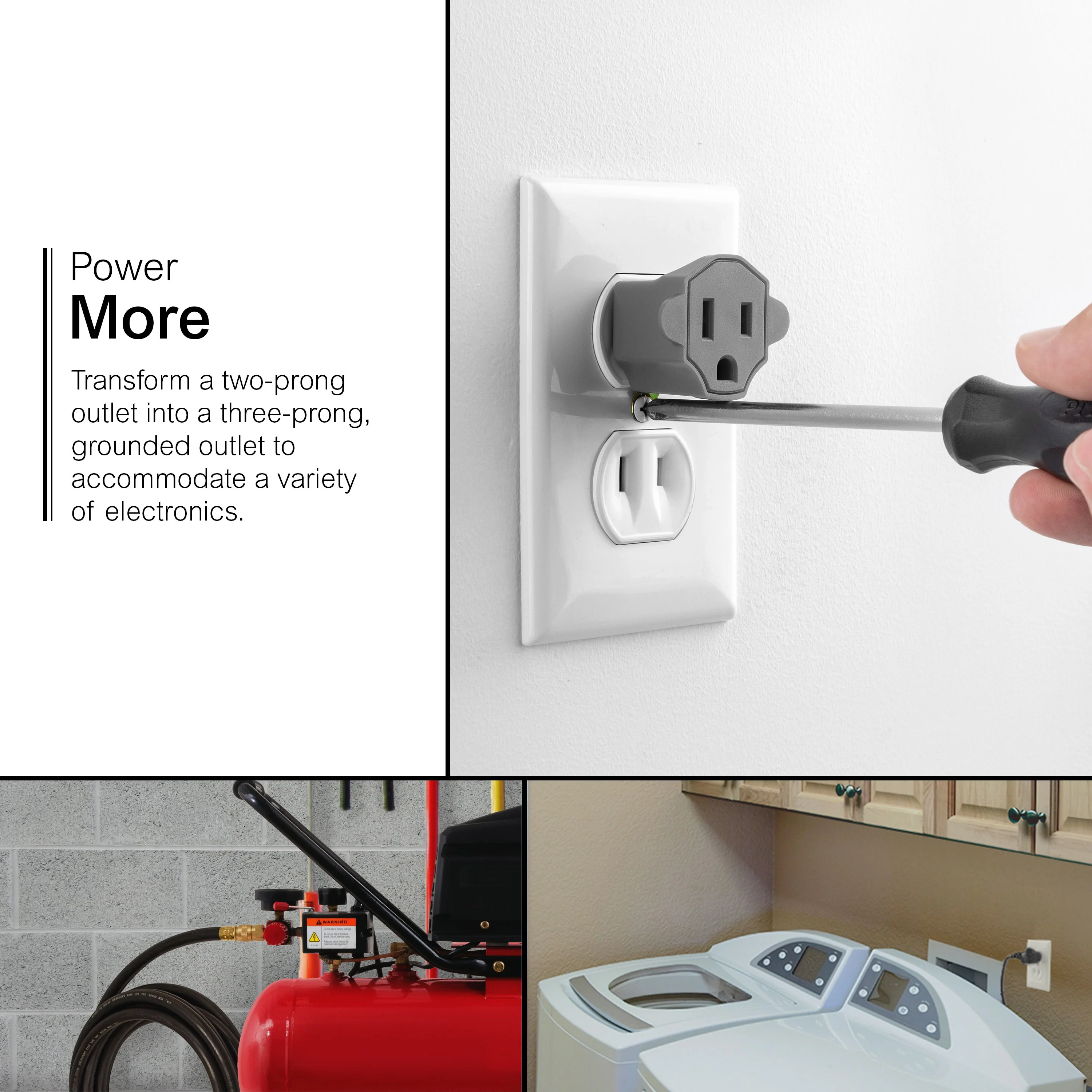 GE Polarized Grounded Adapter, Gray - Image 5