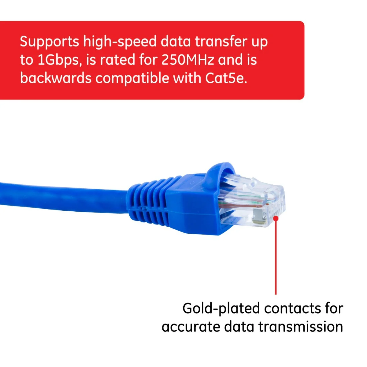 GE Pro 25ft. Cat6 Ethernet Internet Cable, Blue - Image 6