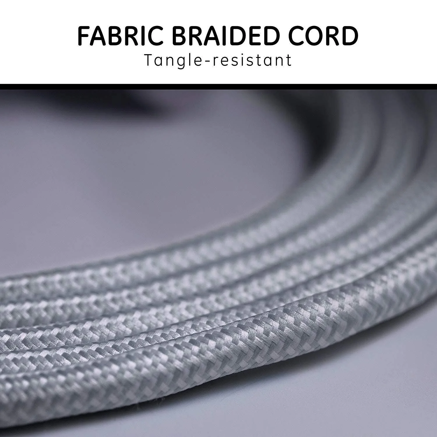 GE Pro 3-Outlet 15ft. Braided Extension Cord, Gray/White - Image 4