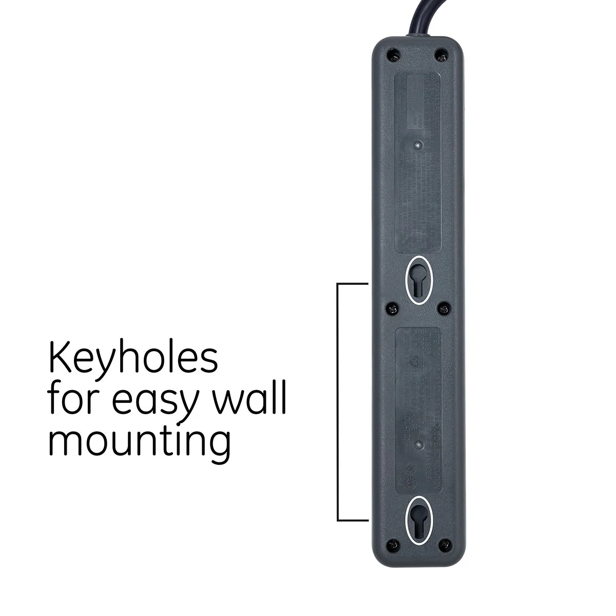 GE Pro 6-Outlet 2ft. Surge Protector, Black - Image 3