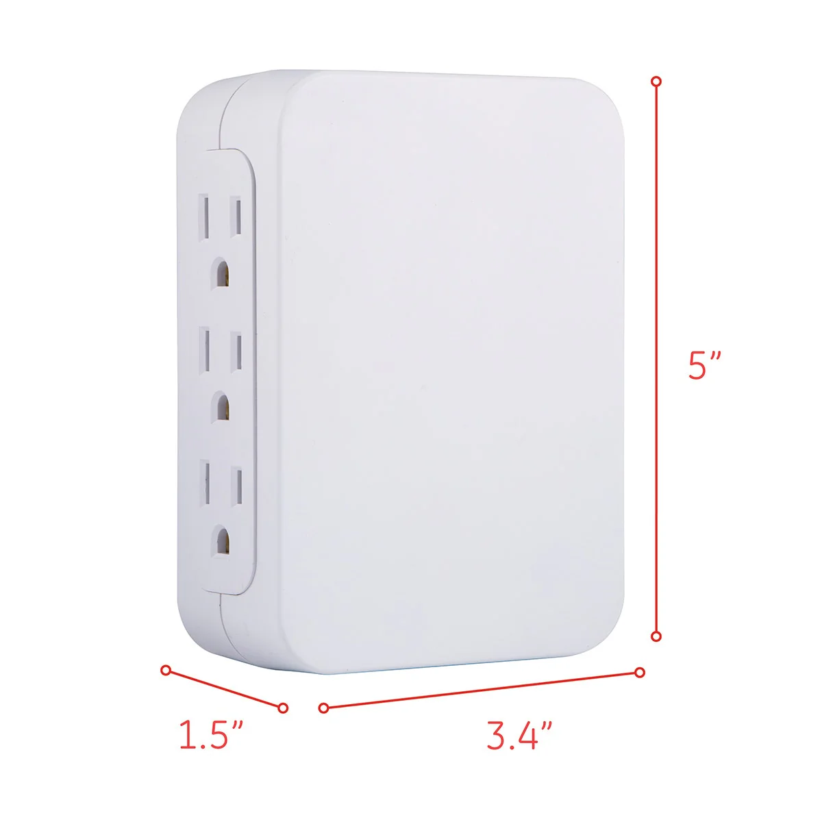 GE Pro 6-Outlet Wall Tap with Surge Protection, White - Image 4